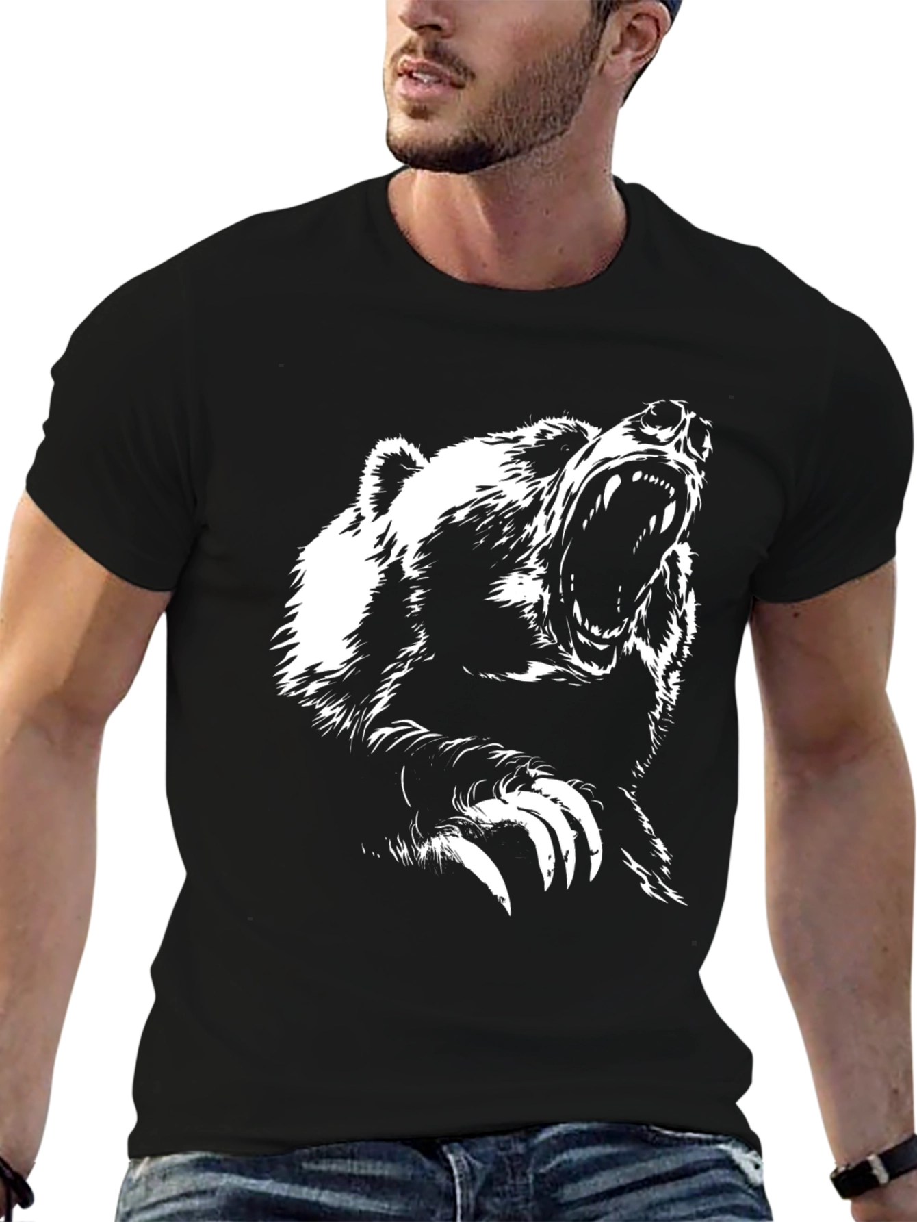 Bear Graphic T-Shirt - Mens Black Tee