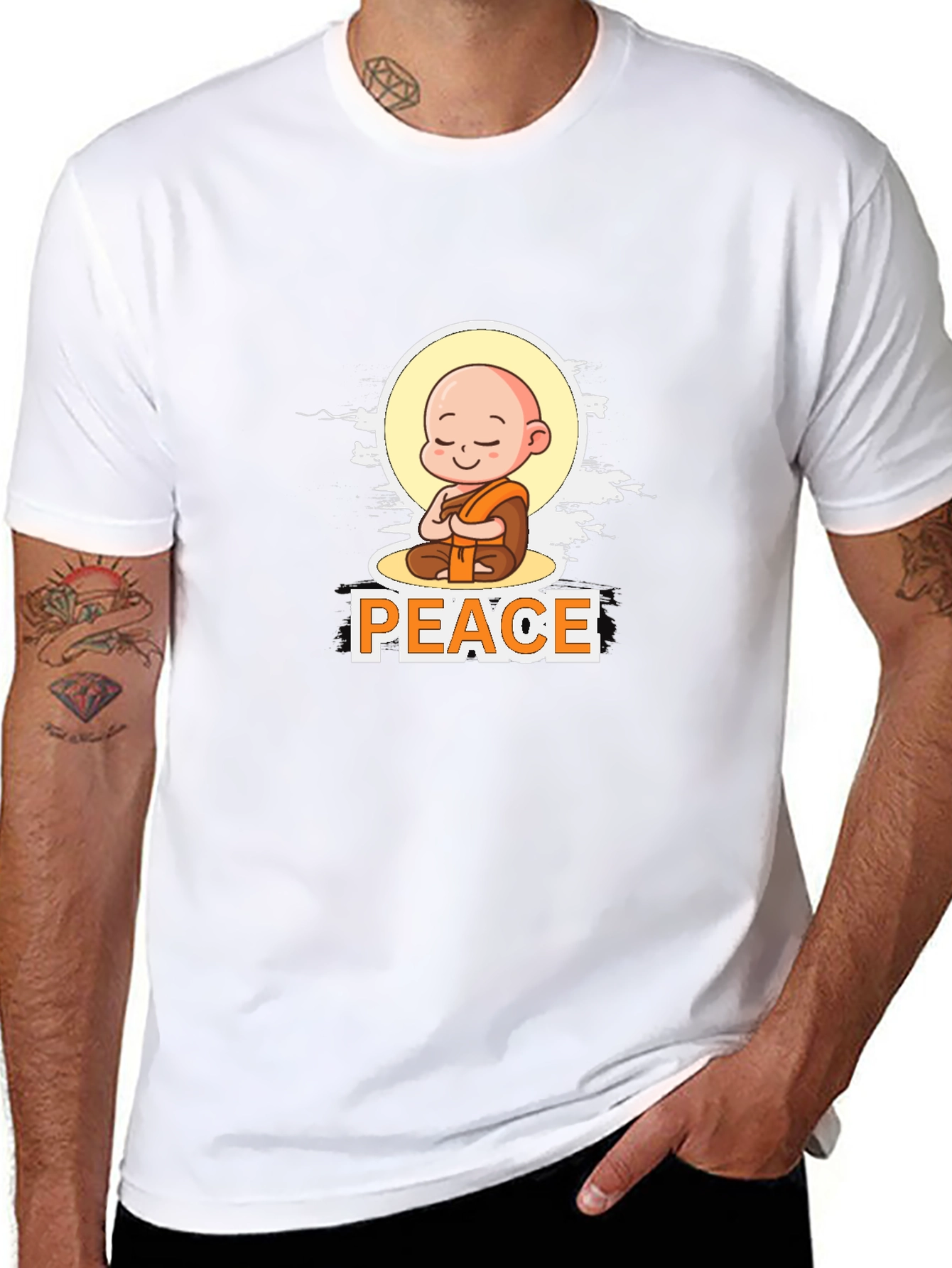 Peace Monk Graphic T-Shirt - Mens Black Tee