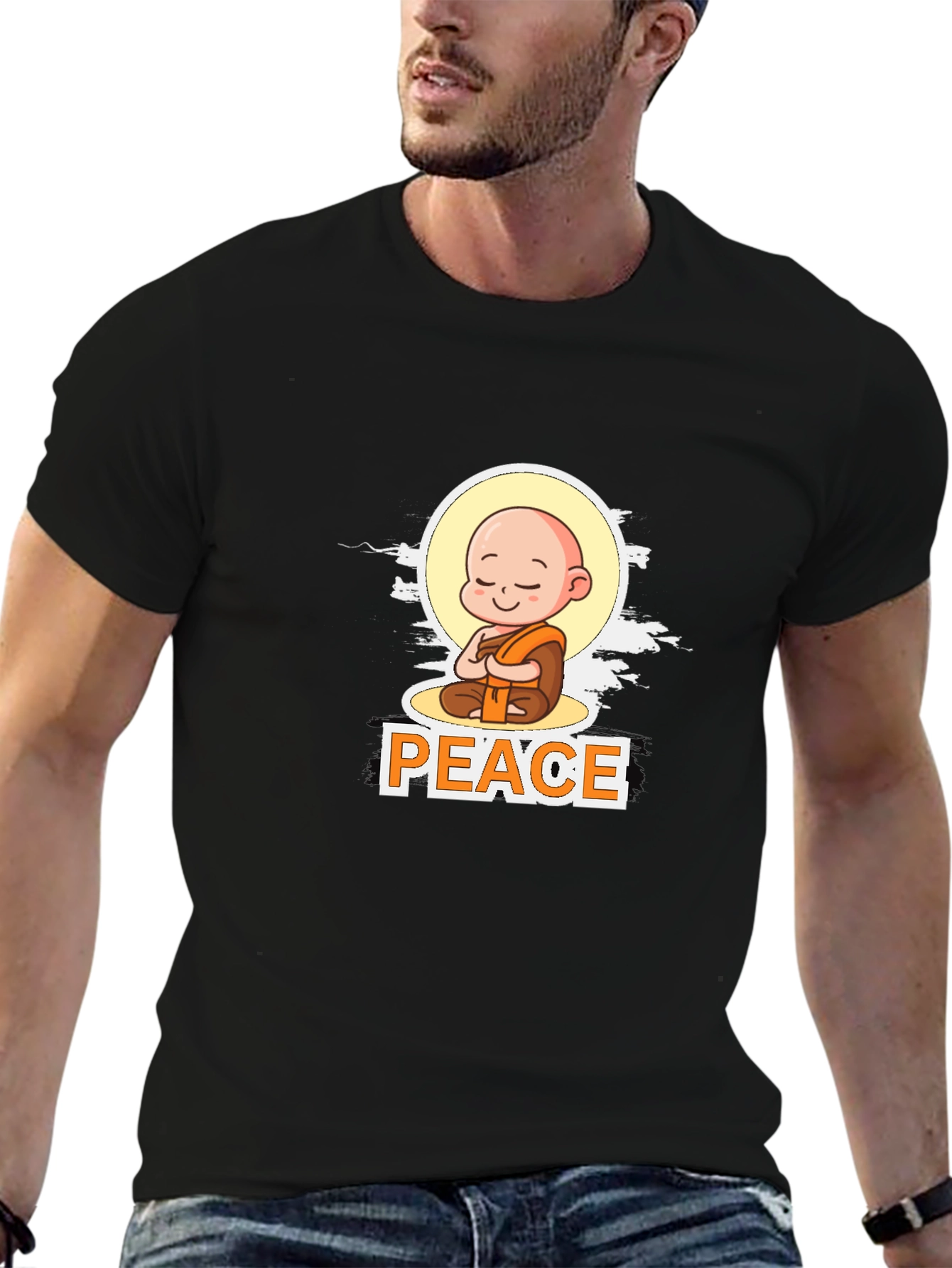 Peace Monk Graphic T-Shirt - Mens Black Tee