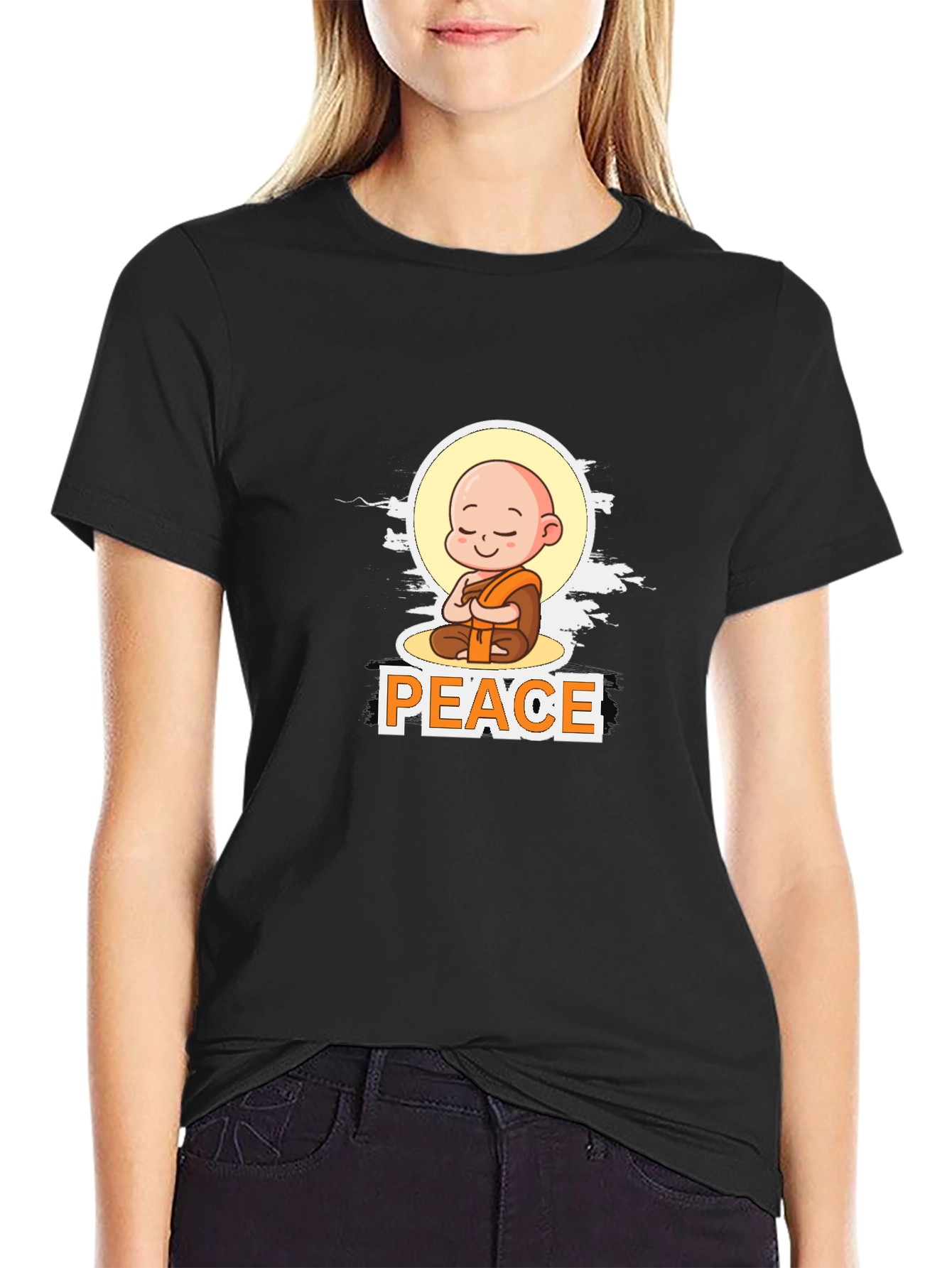 Peace Monk Graphic T-Shirt - Mens Black Tee