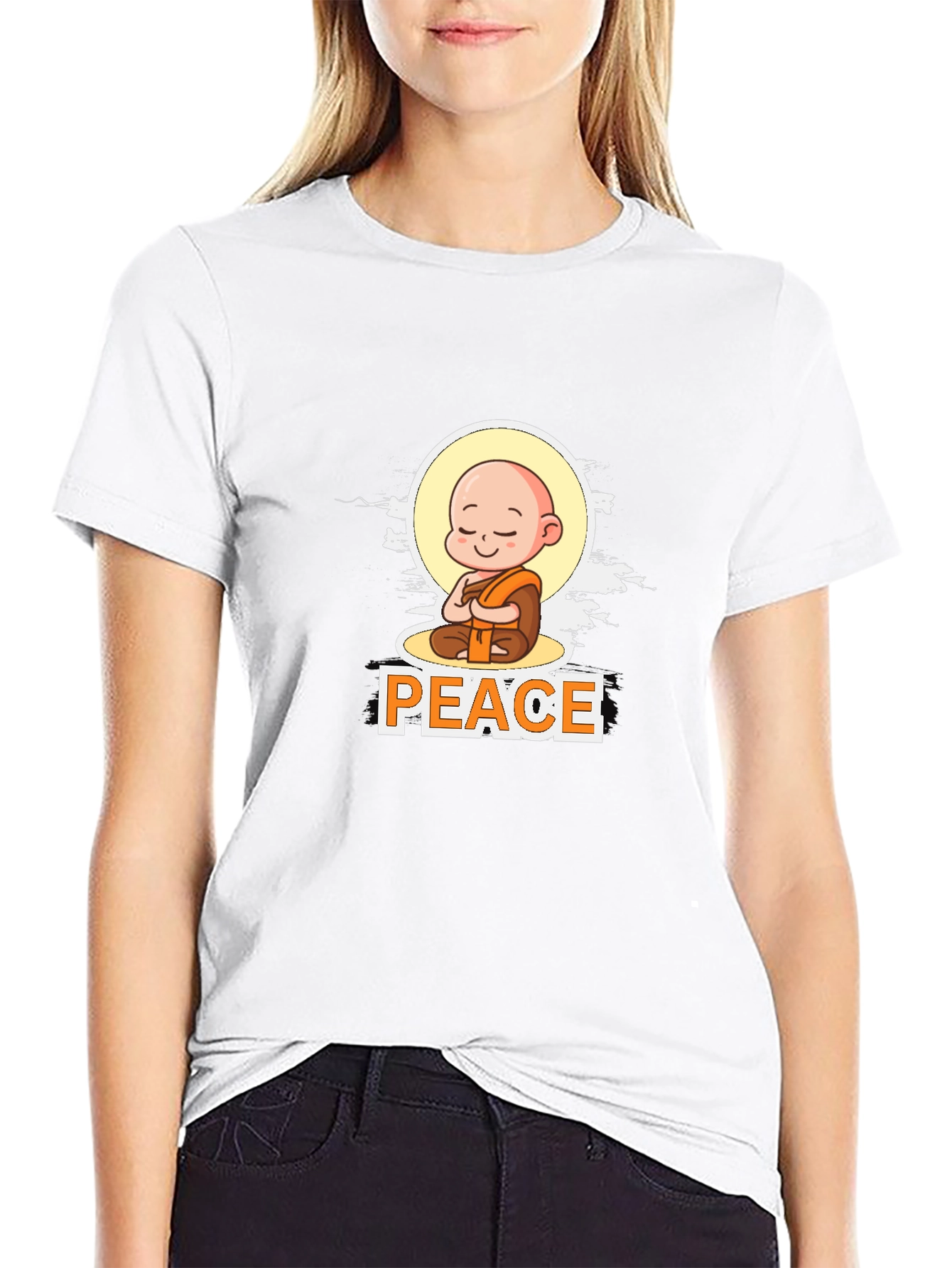 Peace Monk Graphic T-Shirt - Mens Black Tee