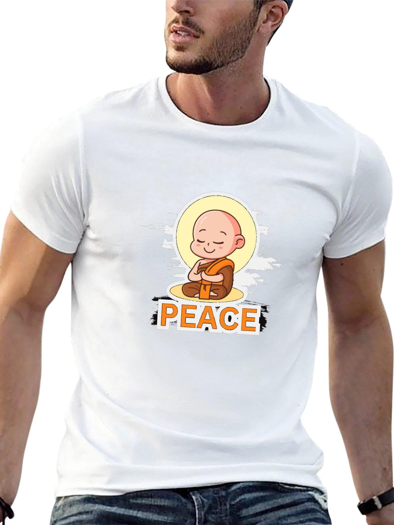 Peace Monk Graphic T-Shirt - Mens Black Tee