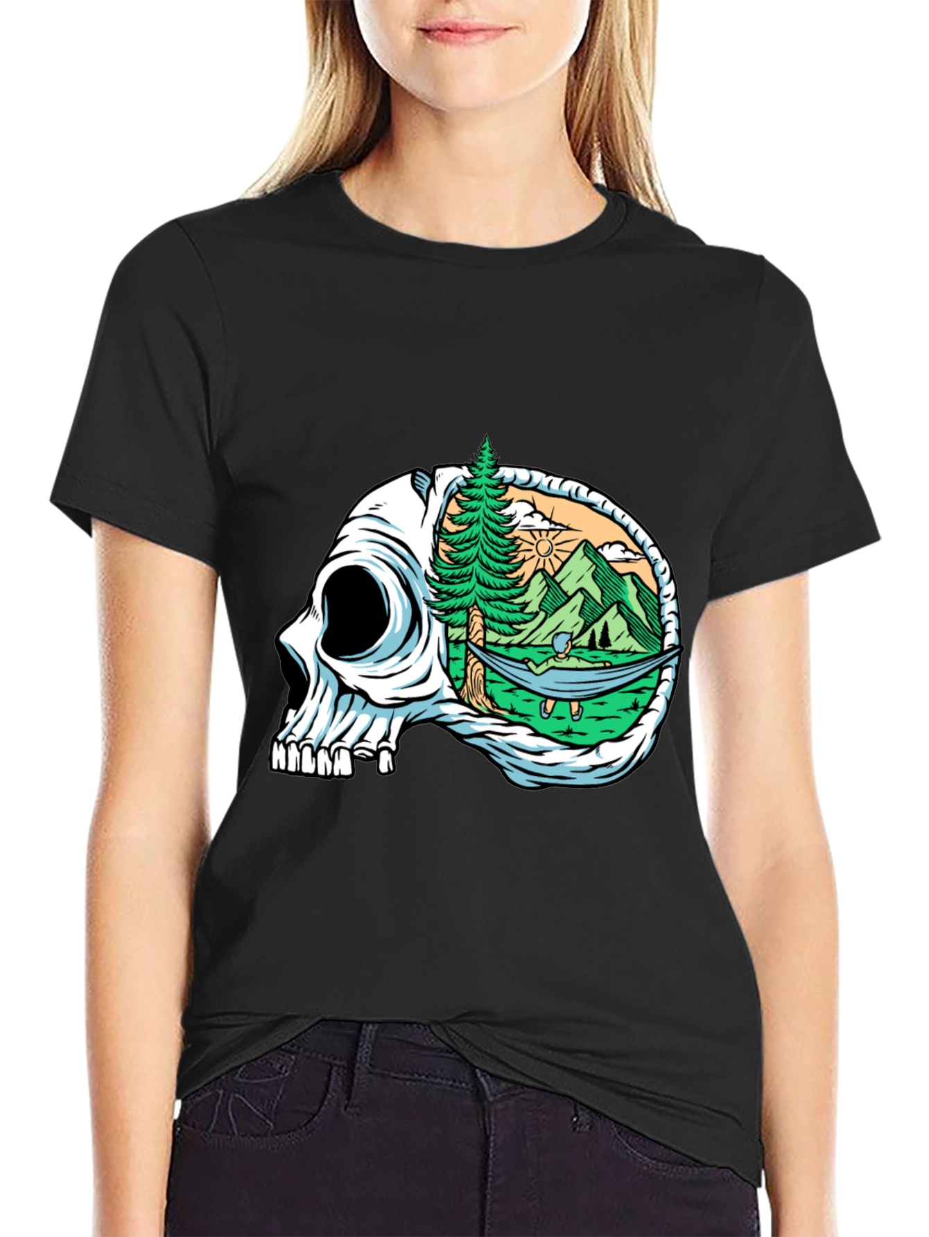 Skull Mountain Hammock T-Shirt - Relaxed Graphic Tee