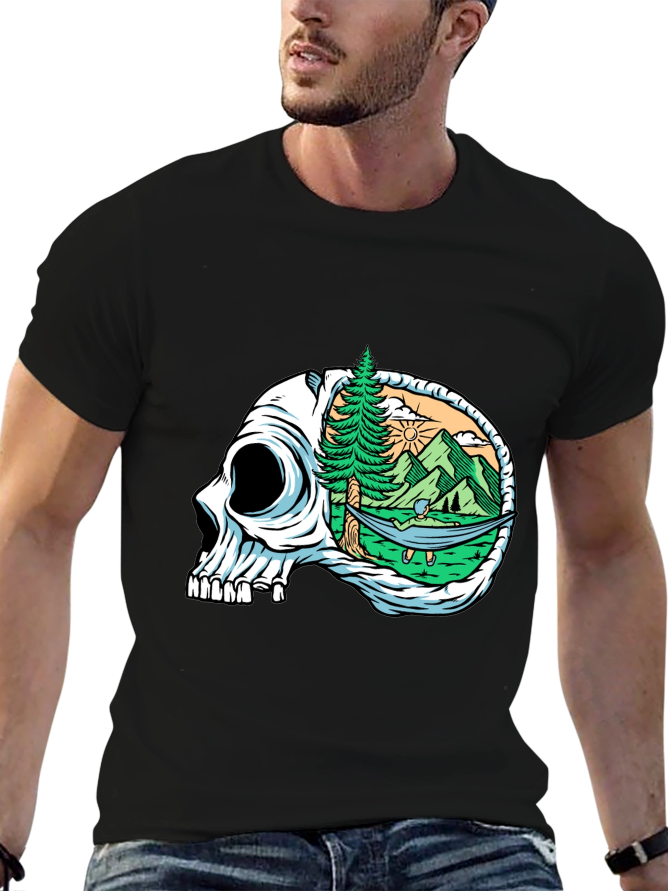 Skull Mountain Hammock T-Shirt - Relaxed Graphic Tee
