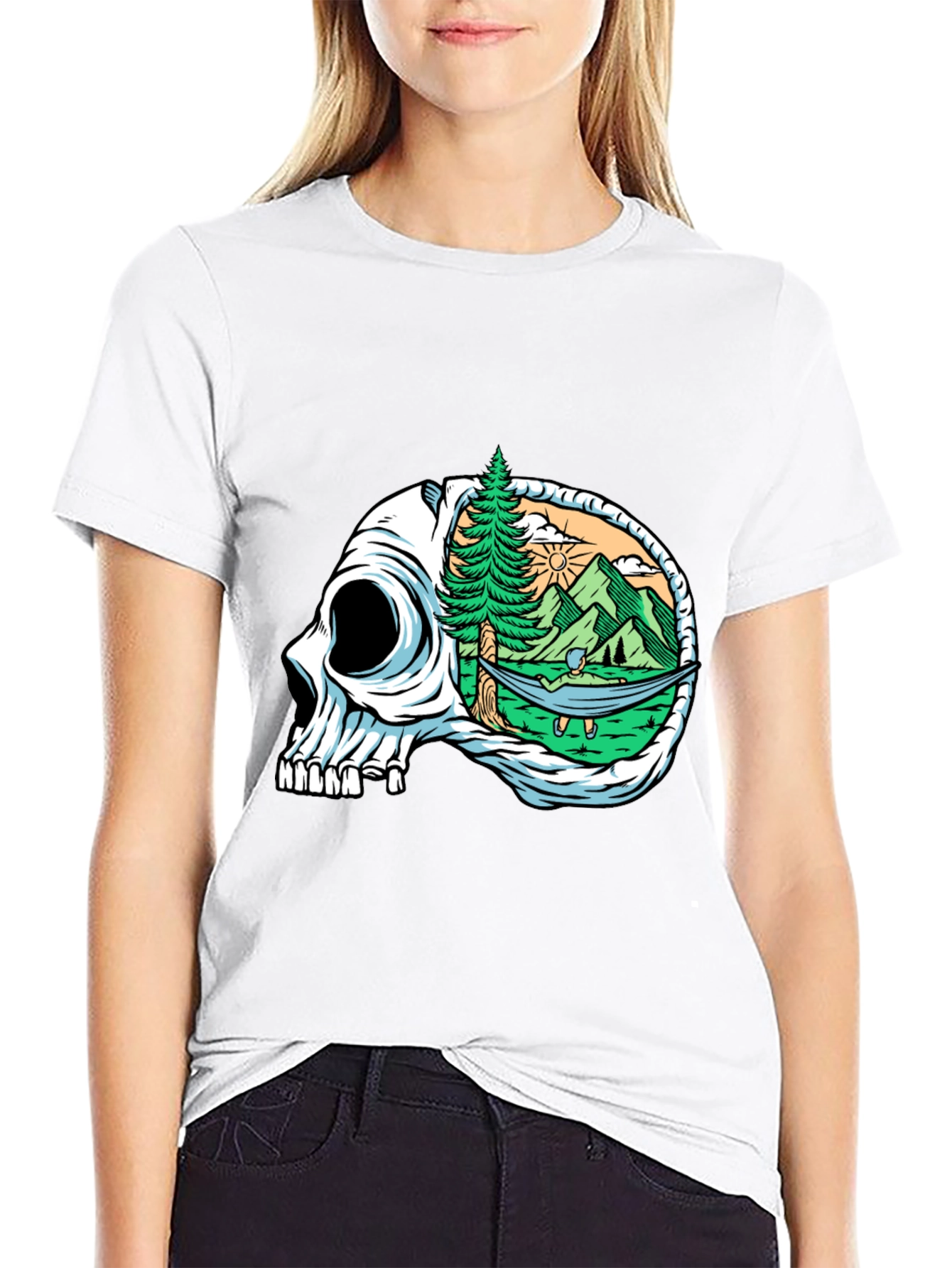 Skull Mountain Hammock T-Shirt - Relaxed Graphic Tee