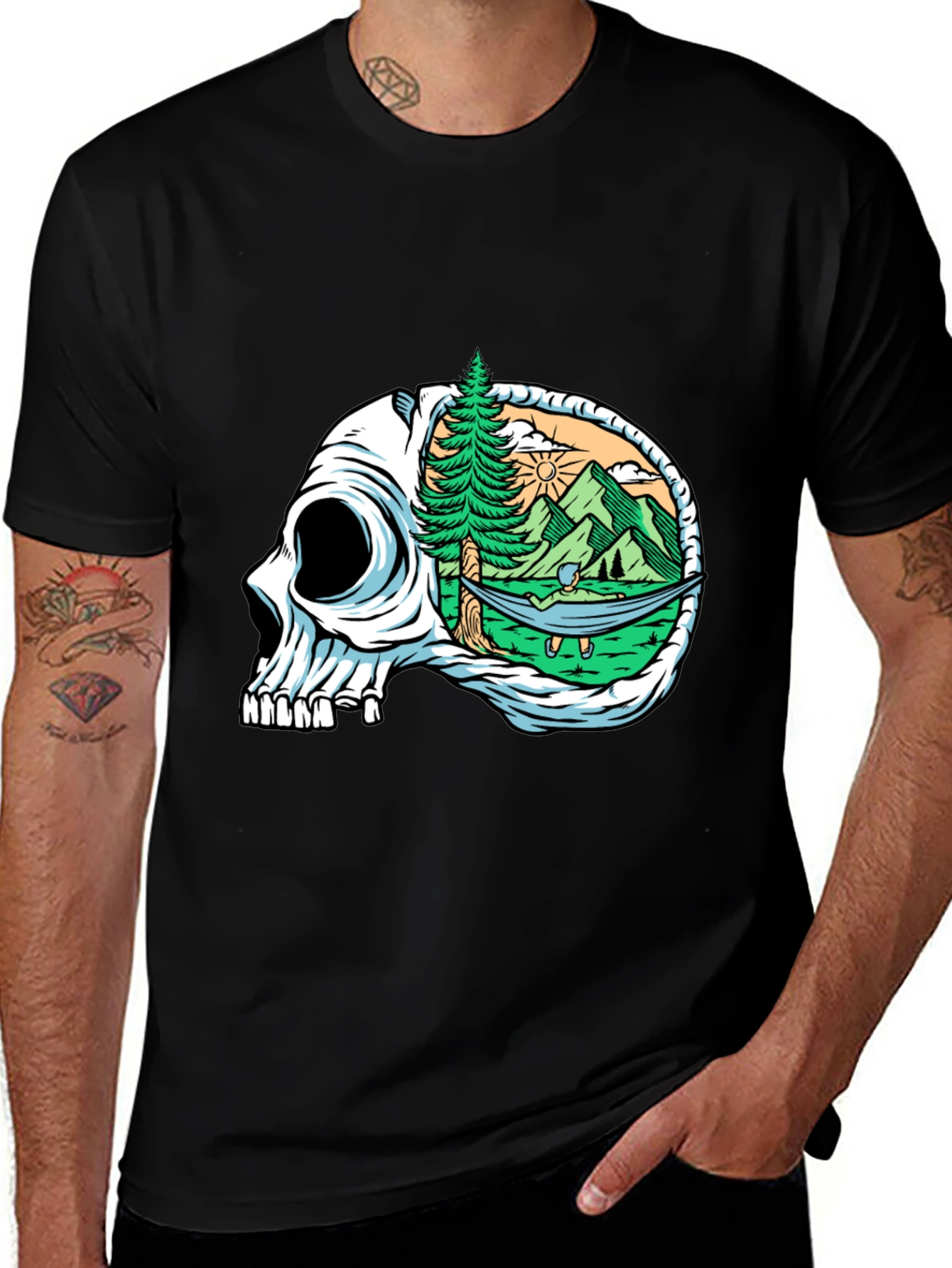 Skull Mountain Hammock T-Shirt - Relaxed Graphic Tee