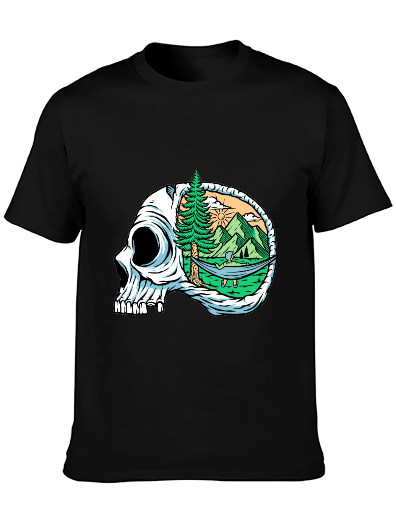 Skull Mountain Hammock T-Shirt - Relaxed Graphic Tee