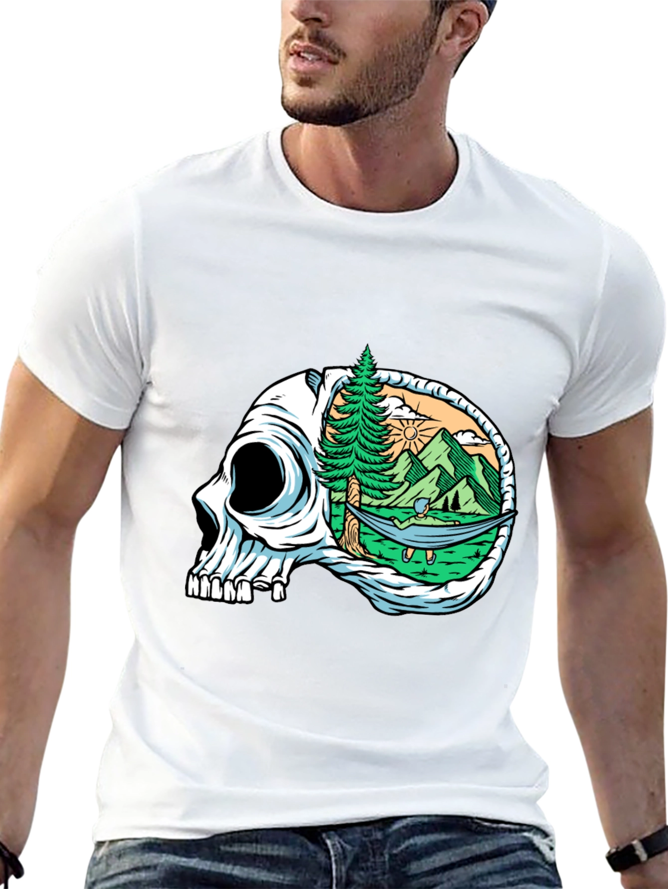 Skull Mountain Hammock T-Shirt - Relaxed Graphic Tee