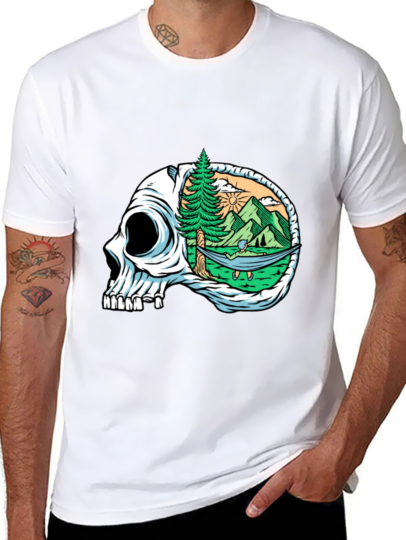 Skull Mountain Hammock T-Shirt - Relaxed Graphic Tee