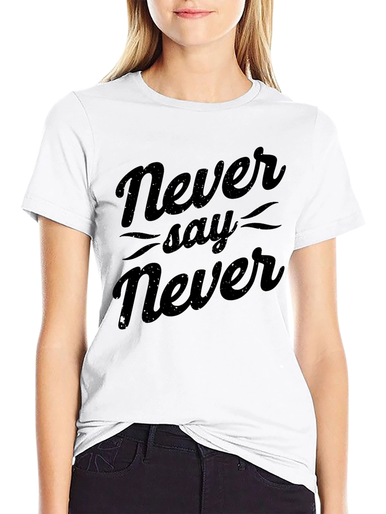 Never Say Never Black Graphic Tee