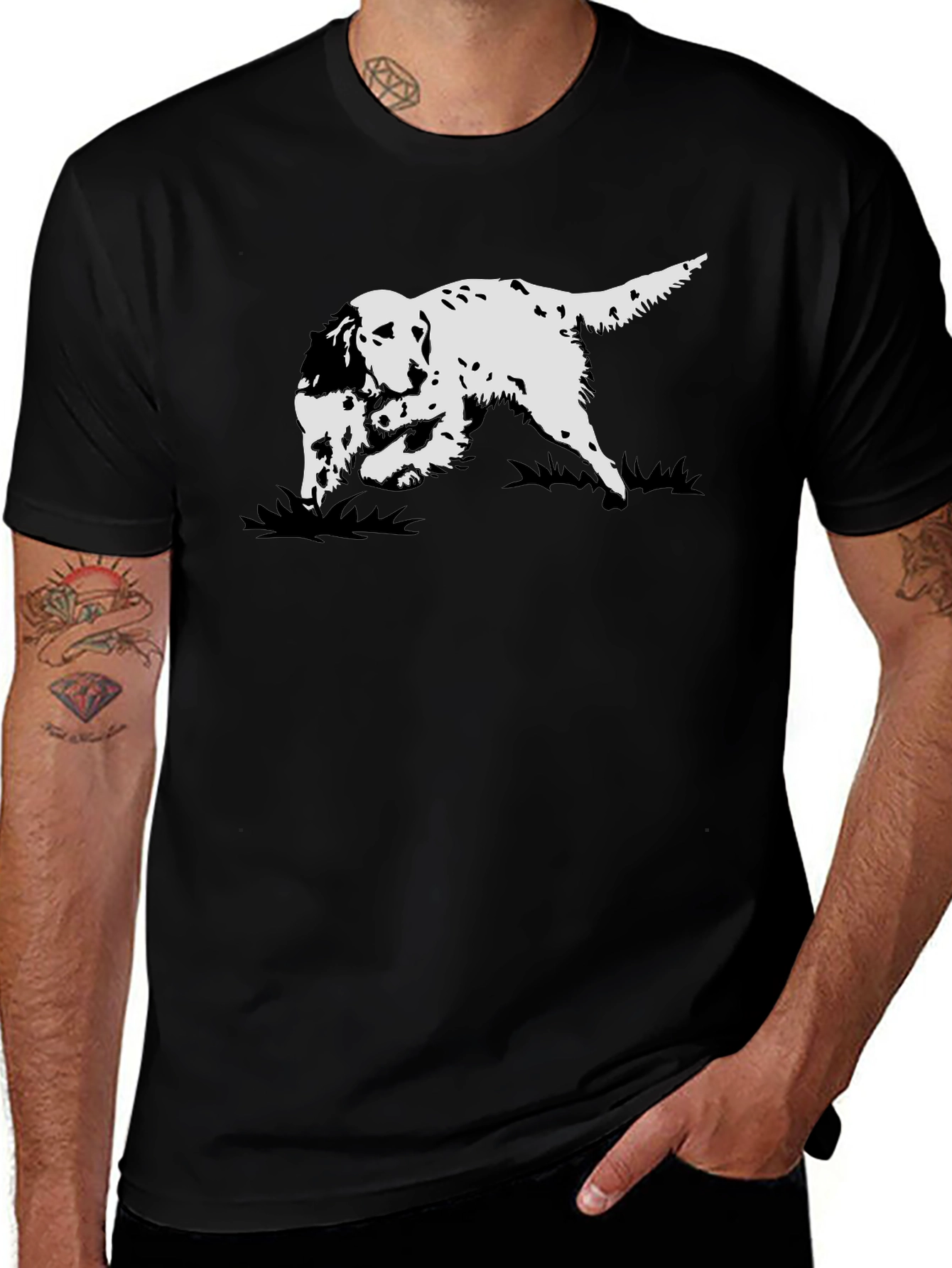 Dog Print Graphic Tee - Black T-Shirt