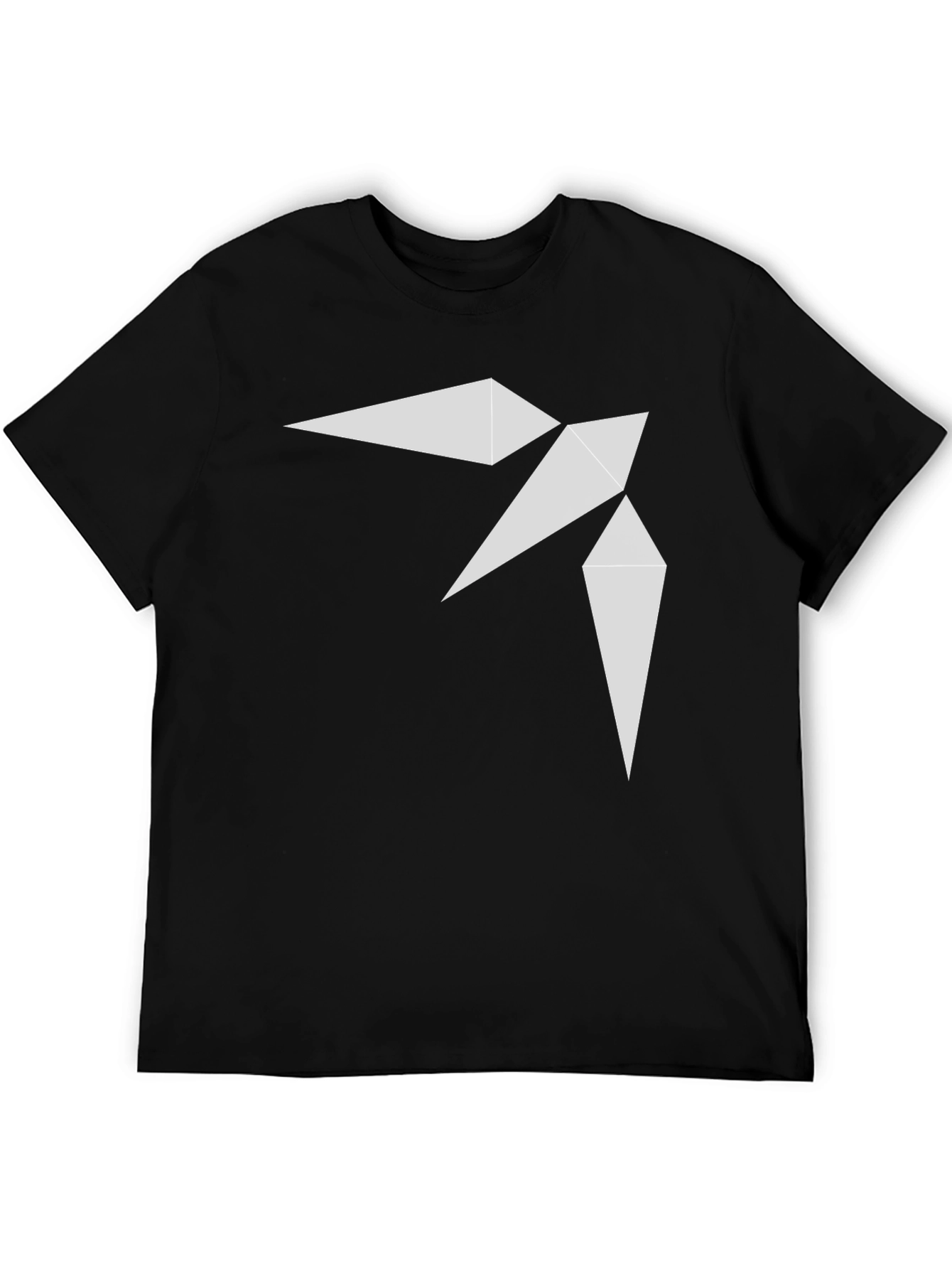 Geometric Bird Print Black T-Shirt