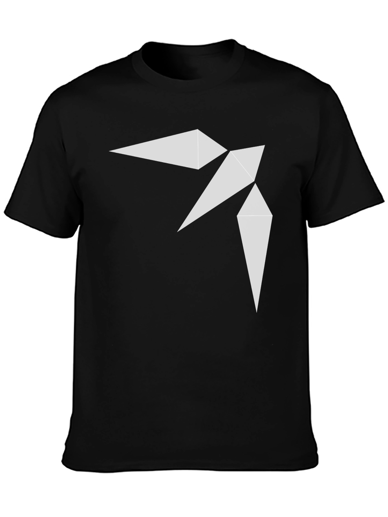 Geometric Bird Print Black T-Shirt