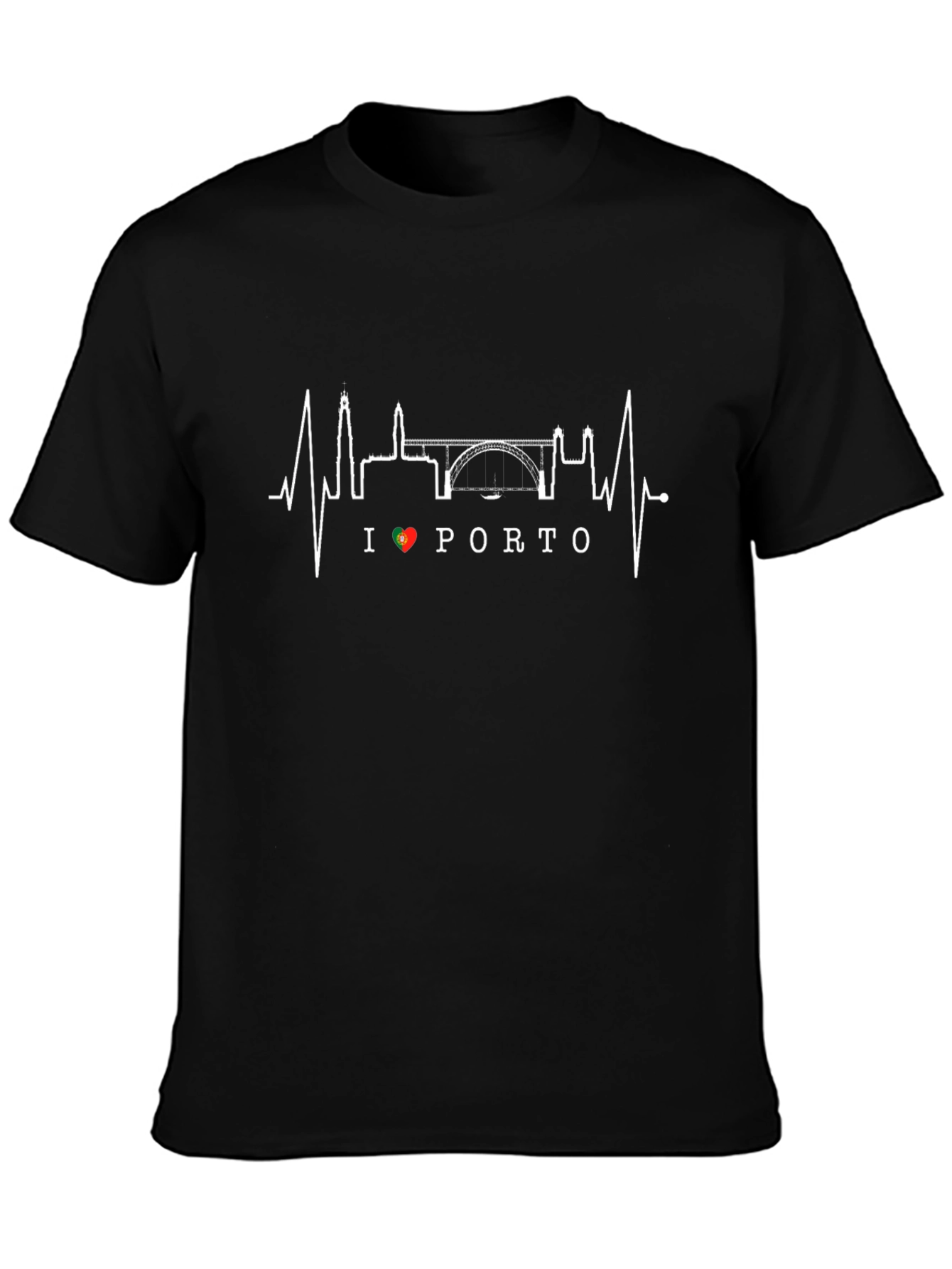 I Heart Porto T-Shirt - Cityscape Heartbeat Design