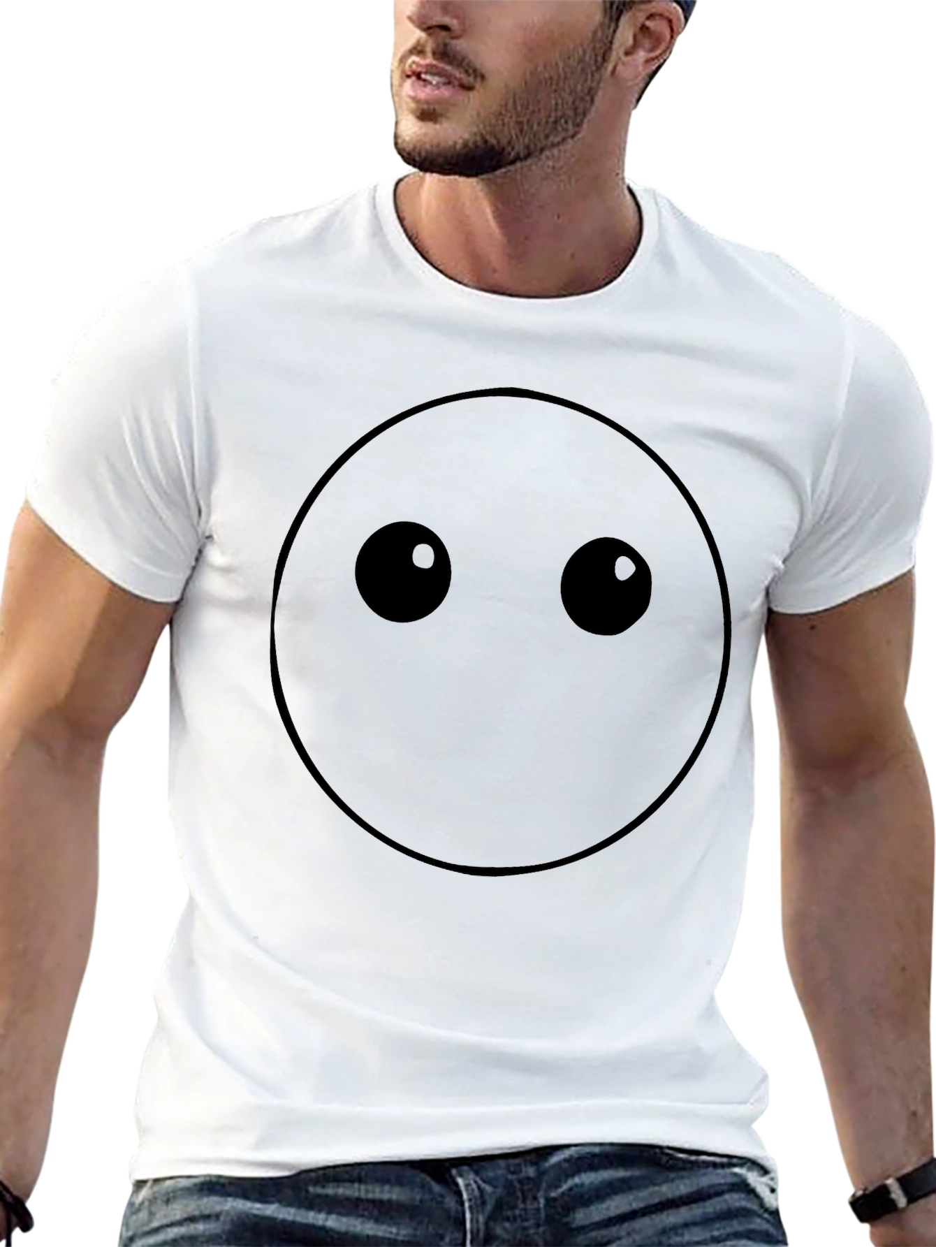 Minimalist Black Graphic Tee - Emoticon Style