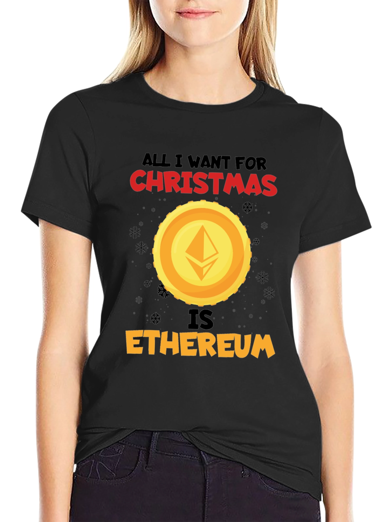 All I Want For Christmas Ethereum Black T-Shirt