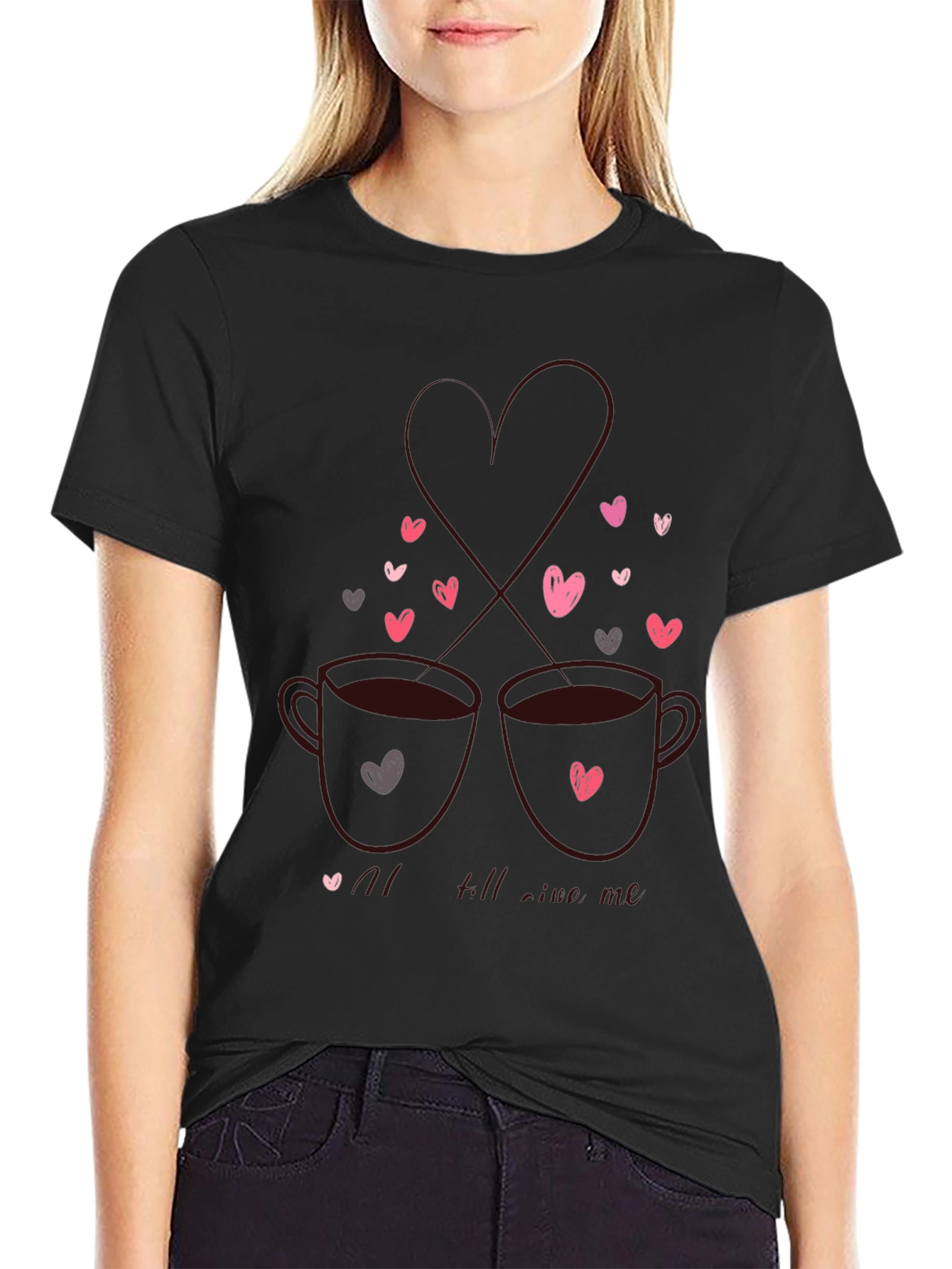 Coffee & Hearts Graphic Tee - Love Valentines Shirt
