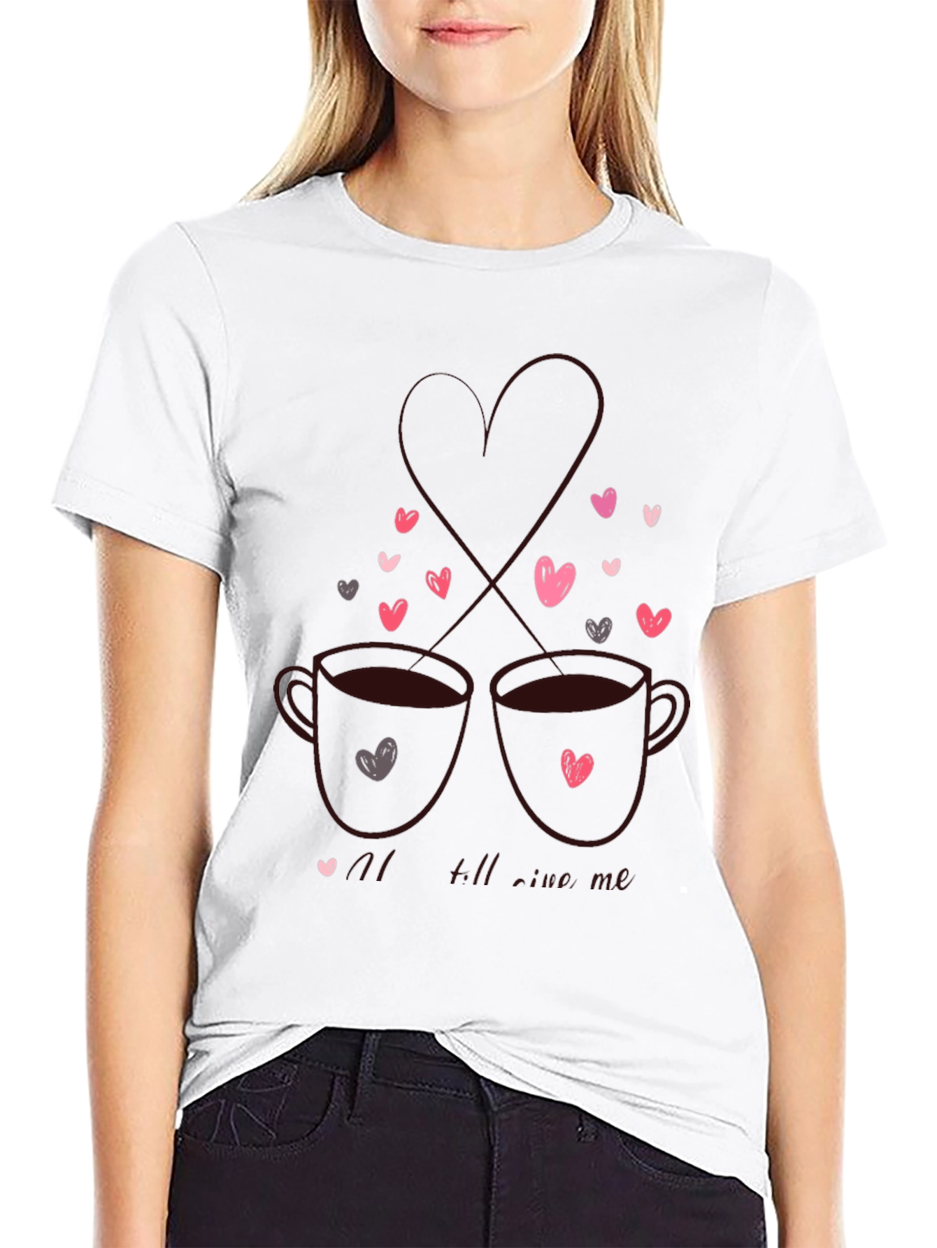 Coffee & Hearts Graphic Tee - Love Valentines Shirt