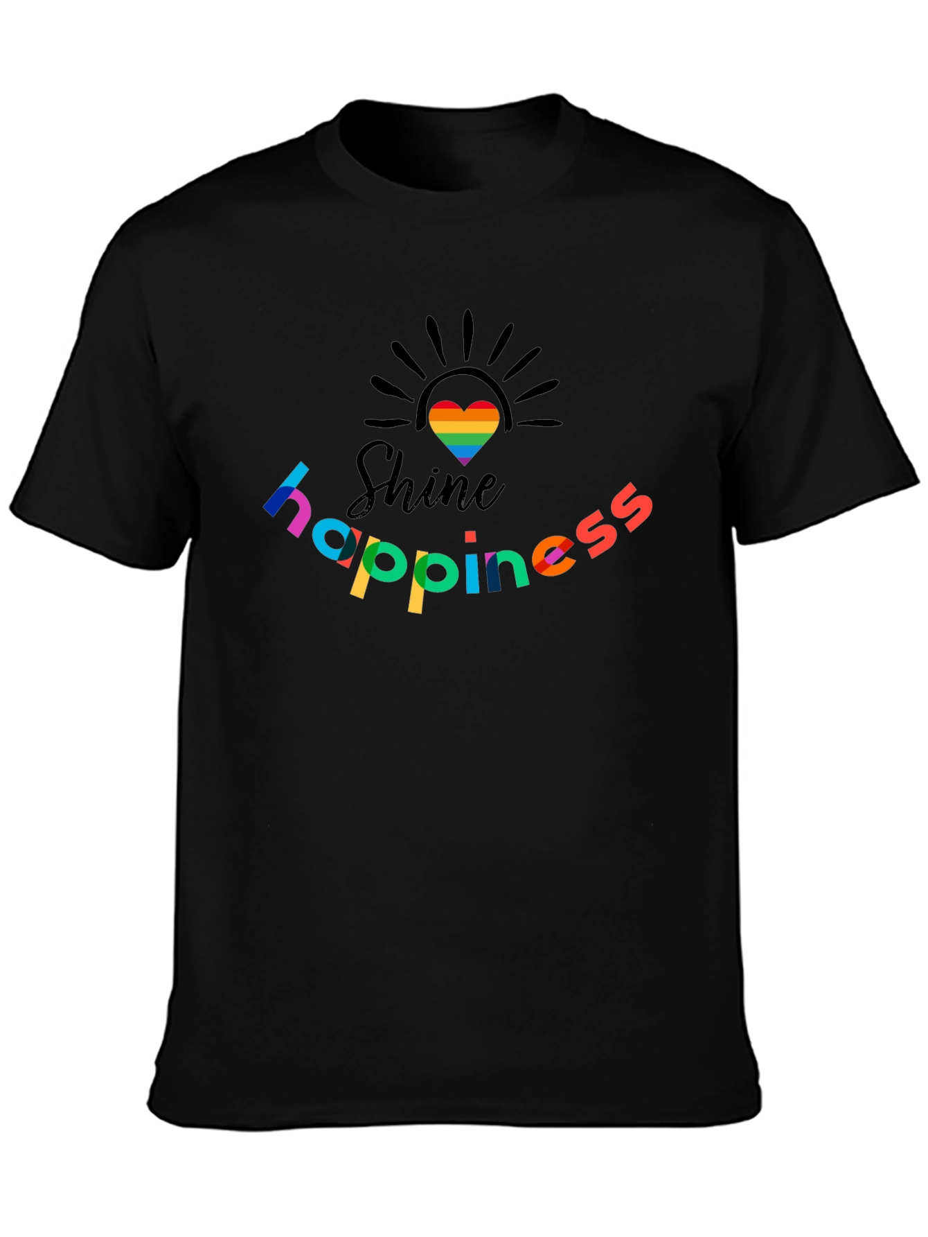 Shine Happiness Rainbow Heart Graphic T-Shirt