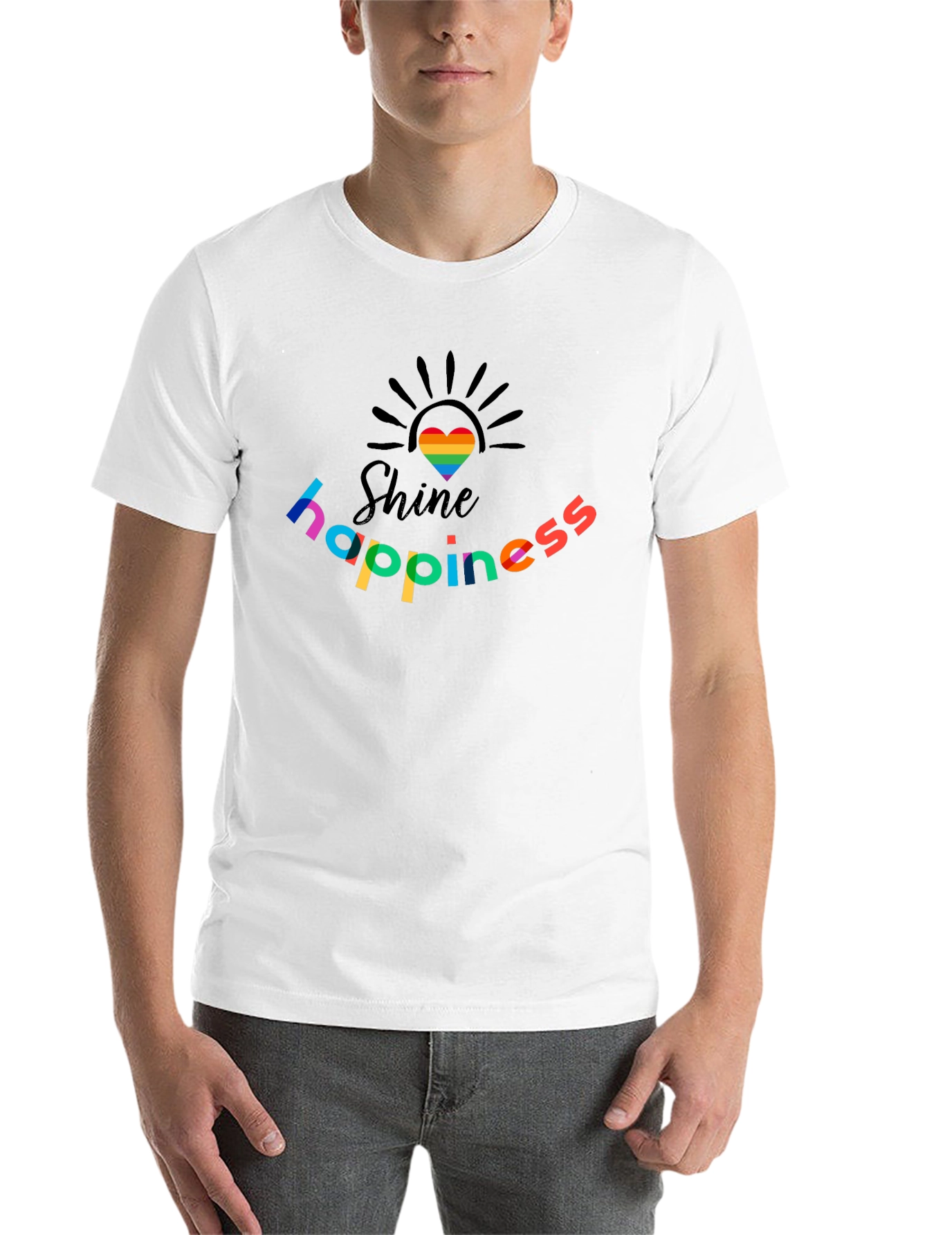 Shine Happiness Rainbow Heart Graphic T-Shirt