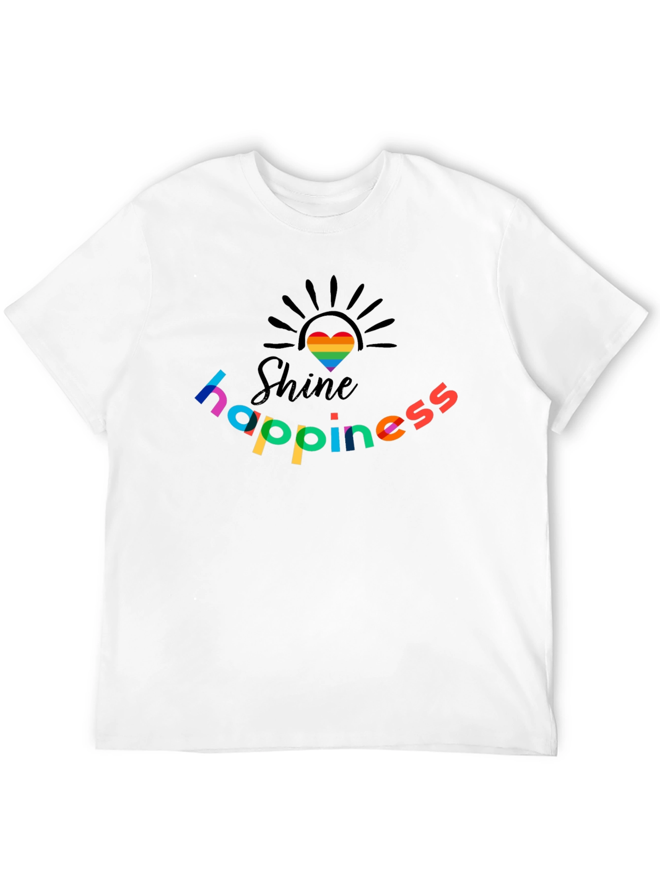 Shine Happiness Rainbow Heart Graphic T-Shirt
