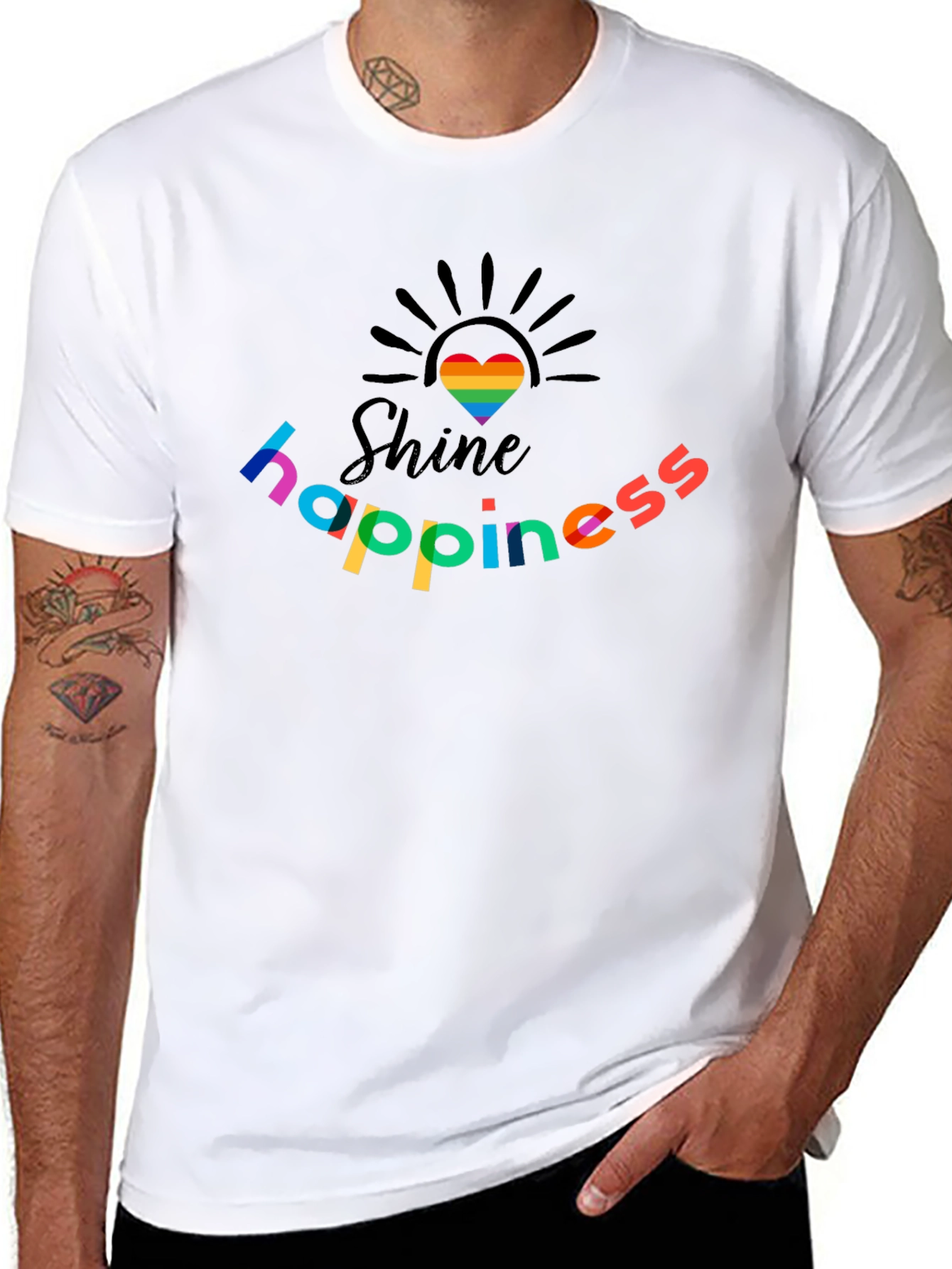 Shine Happiness Rainbow Heart Graphic T-Shirt