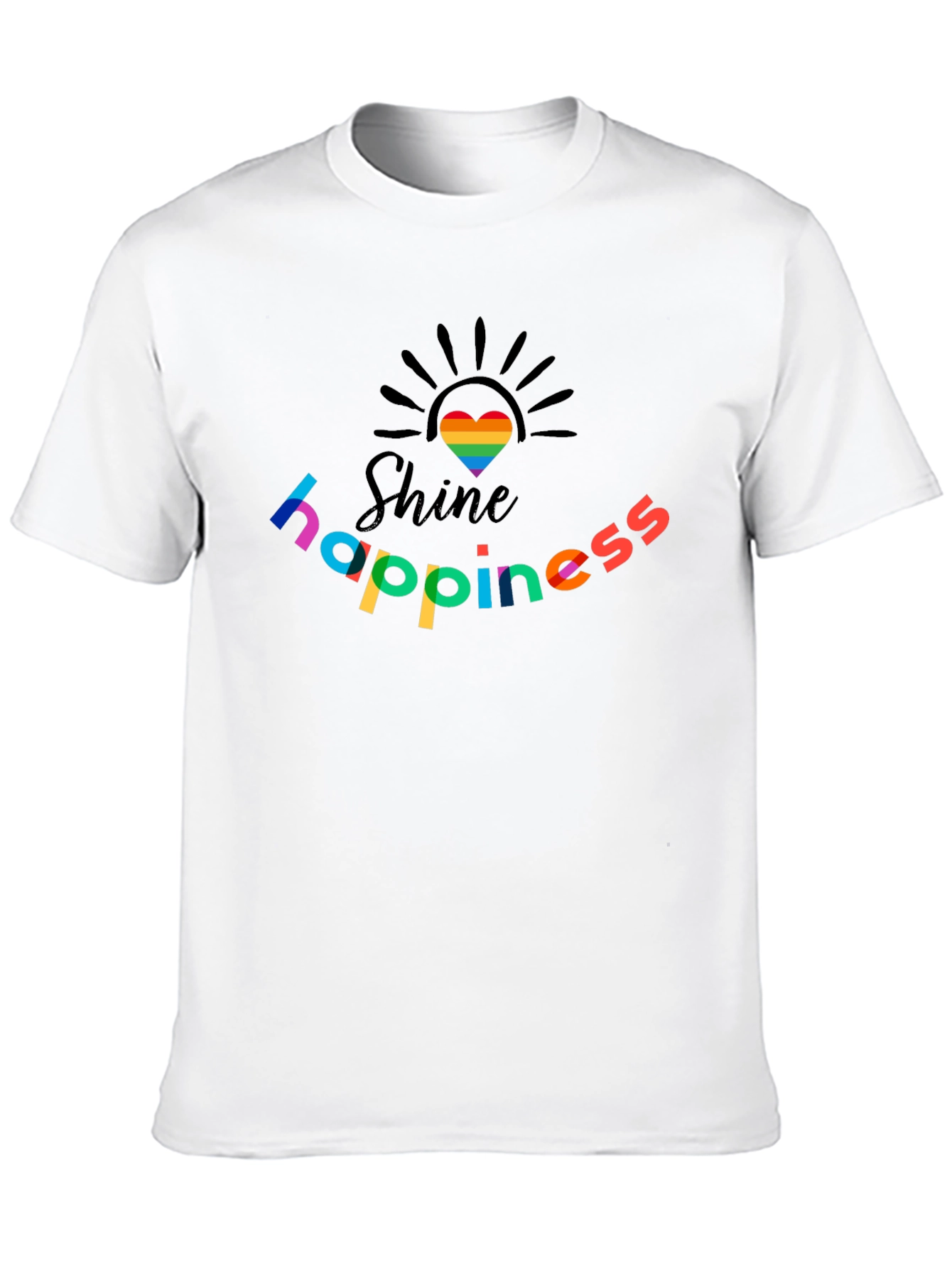 Shine Happiness Rainbow Heart Graphic T-Shirt