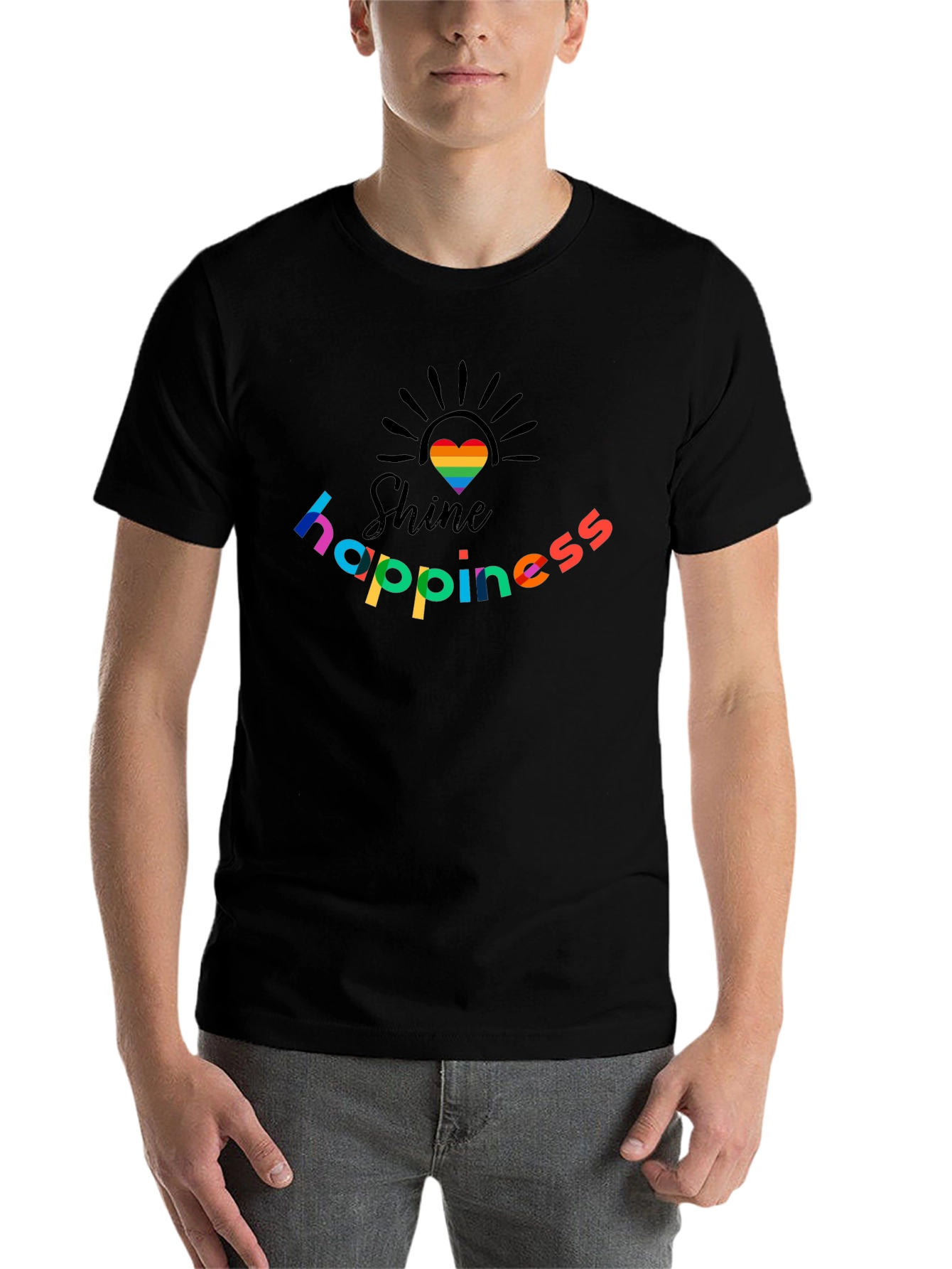 Shine Happiness Rainbow Heart Graphic T-Shirt