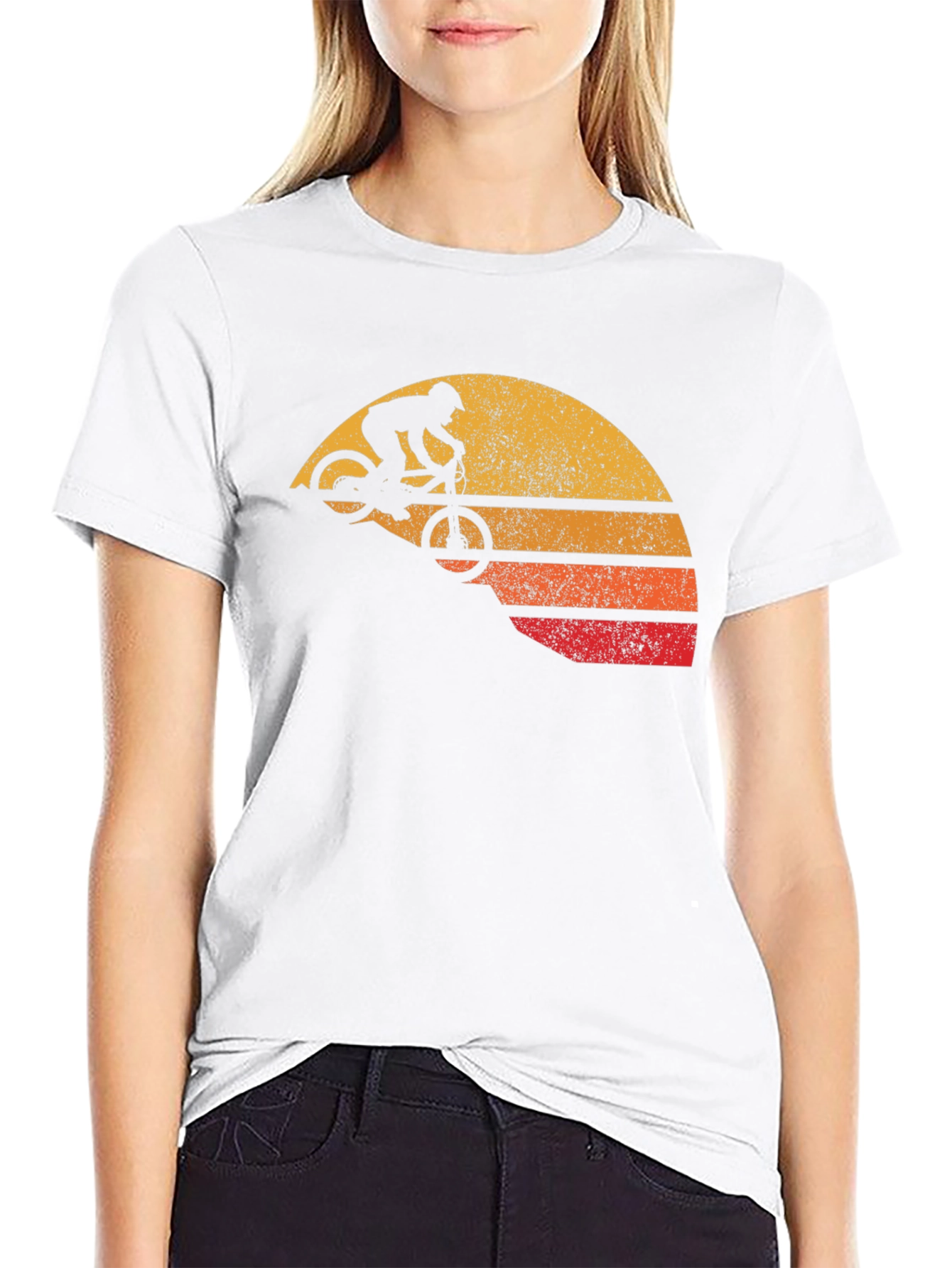 Retro Mountain Bike Sunset Graphic T-Shirt