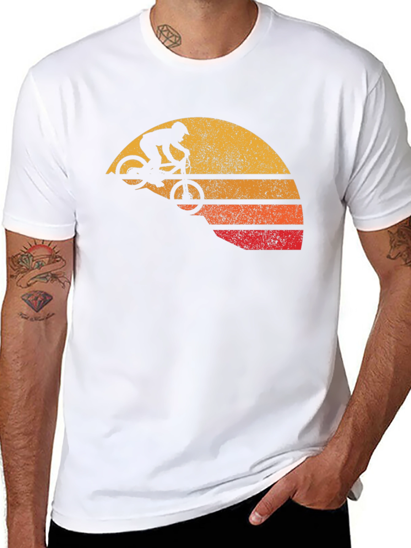 Retro Mountain Bike Sunset Graphic T-Shirt