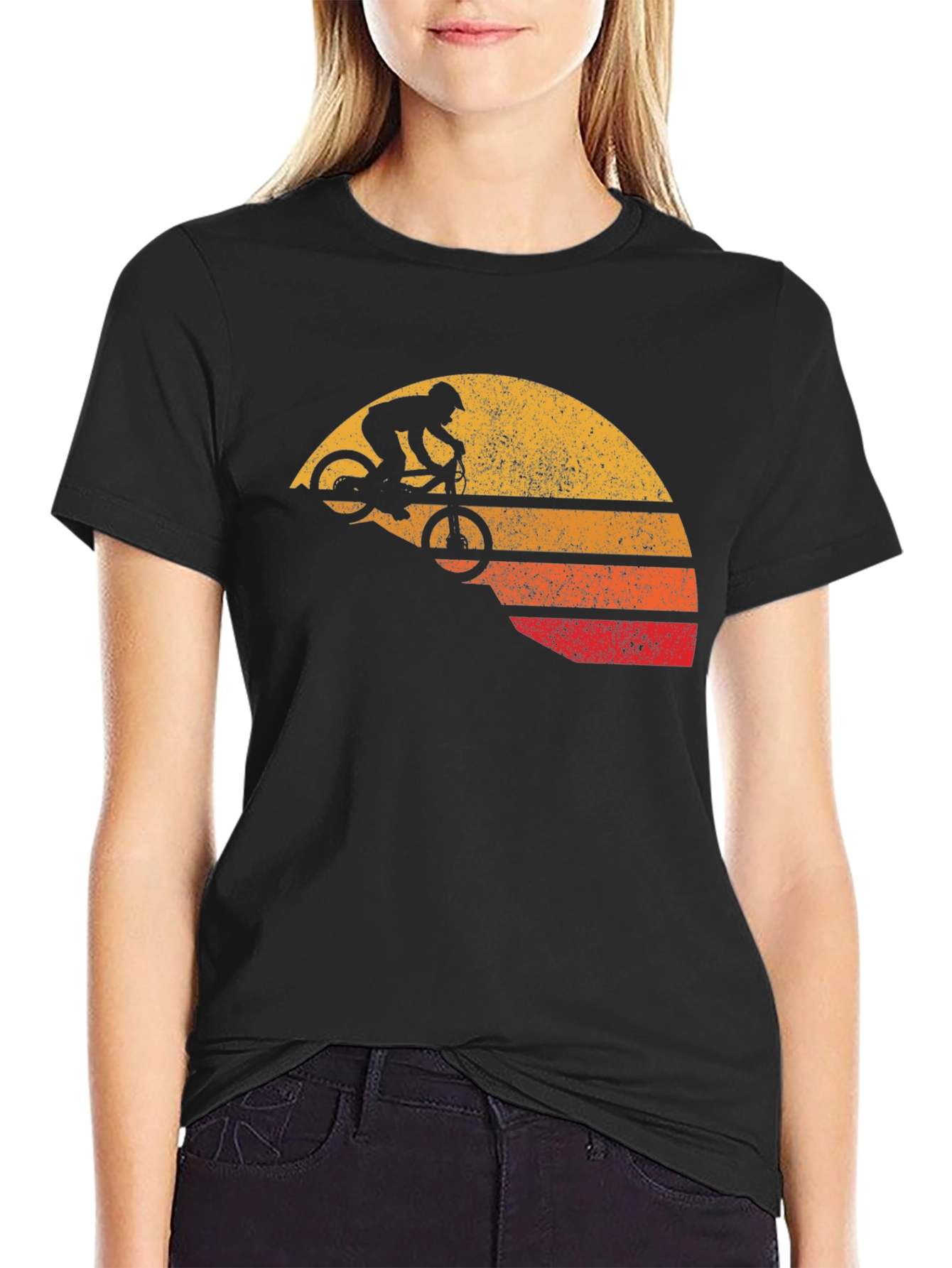 Retro Mountain Bike Sunset Graphic T-Shirt