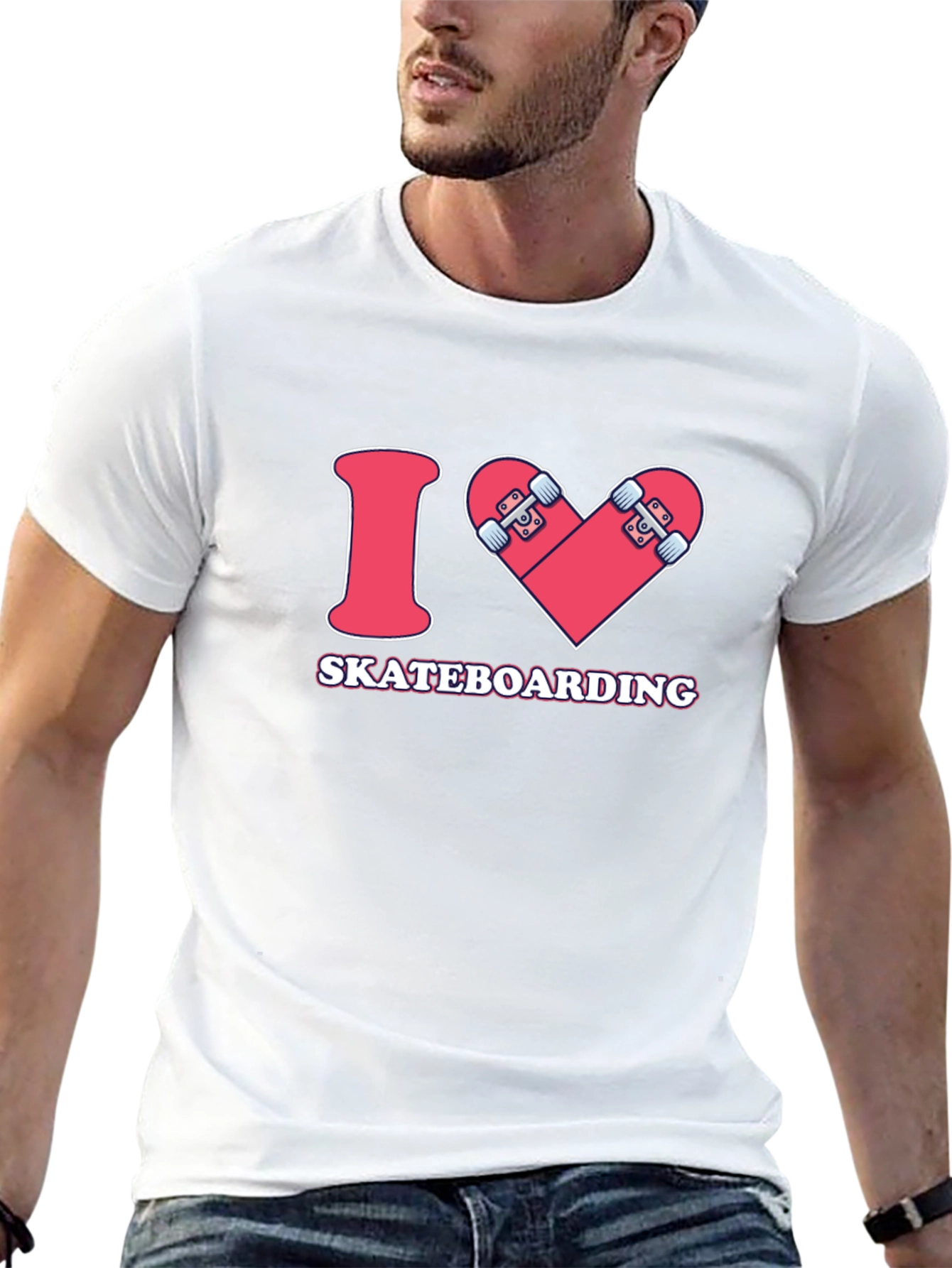 I Heart Skateboarding Graphic Tee - Black