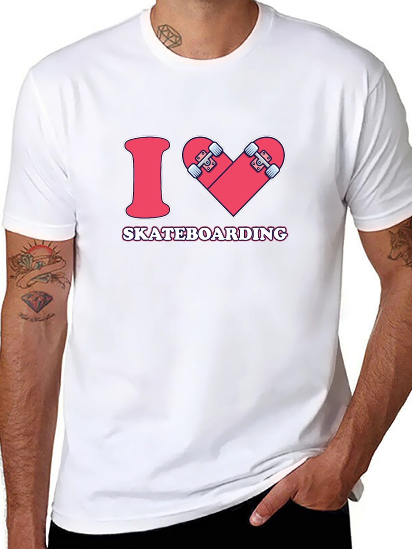 I Heart Skateboarding Graphic Tee - Black