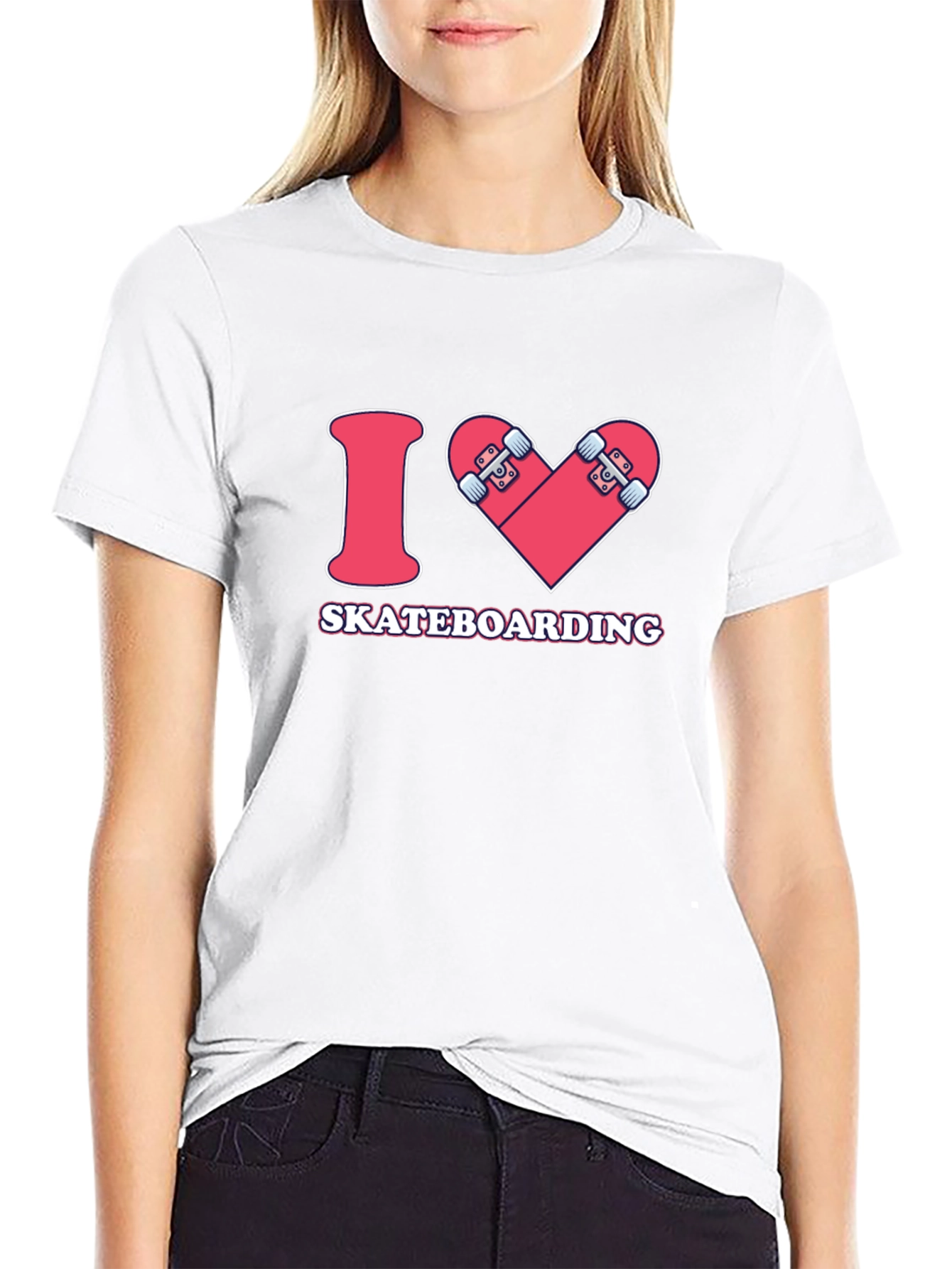I Heart Skateboarding Graphic Tee - Black