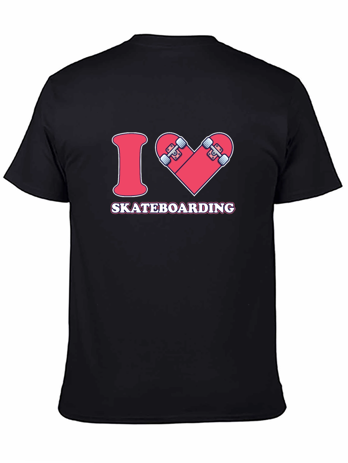 I Heart Skateboarding Graphic Tee - Black