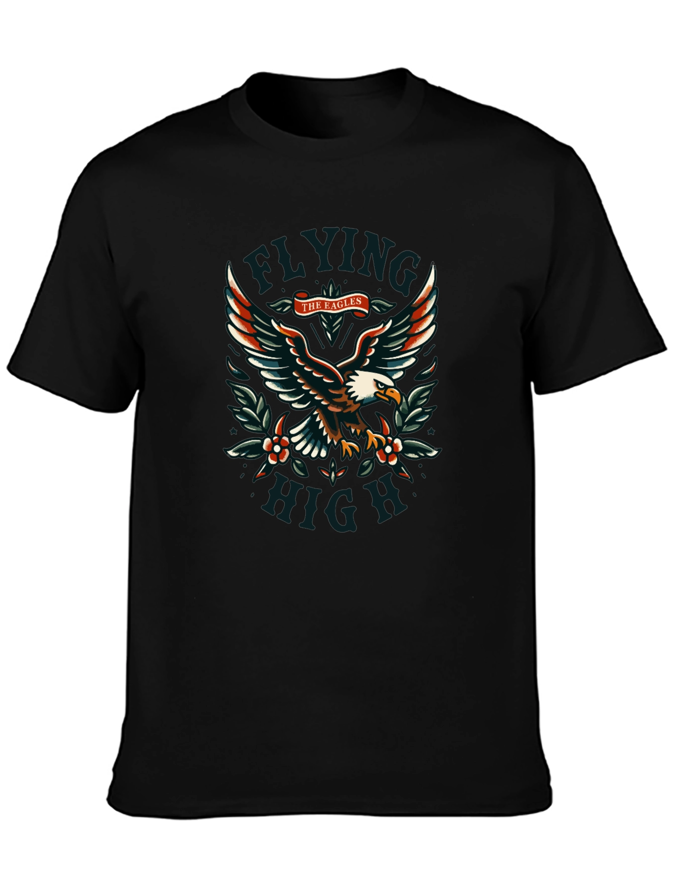 Eagles Flying High Graphic Black T-Shirt