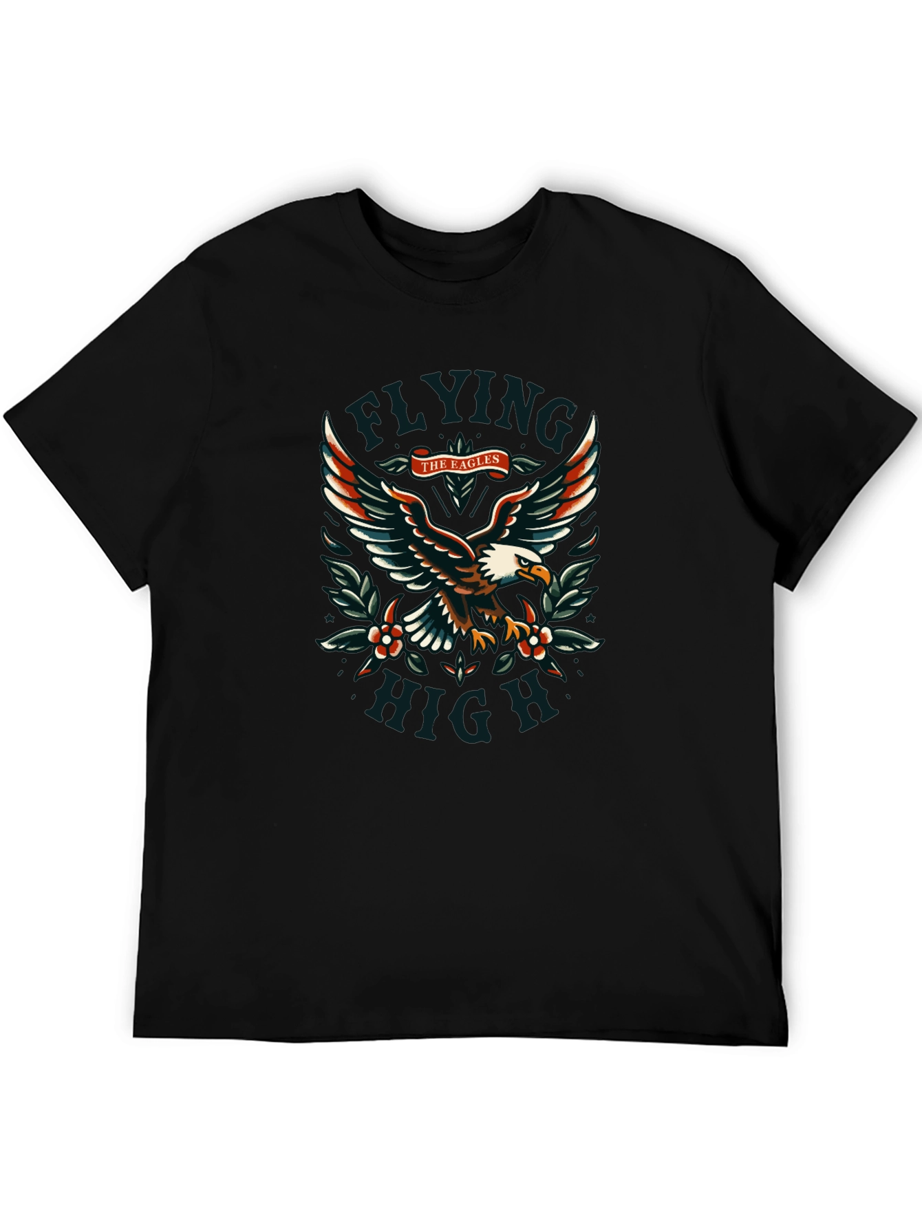 Eagles Flying High Graphic Black T-Shirt