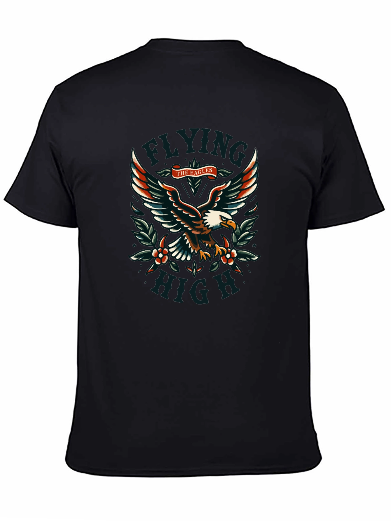 Eagles Flying High Graphic Black T-Shirt