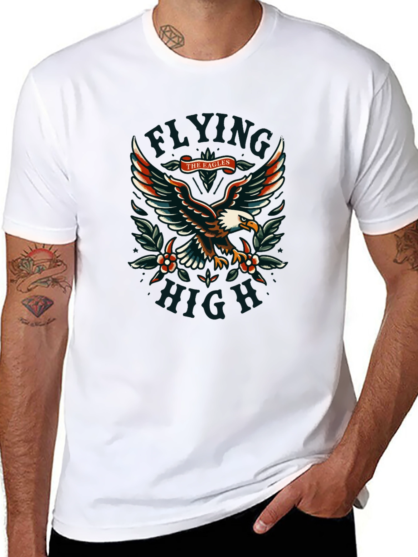 Eagles Flying High Graphic Black T-Shirt