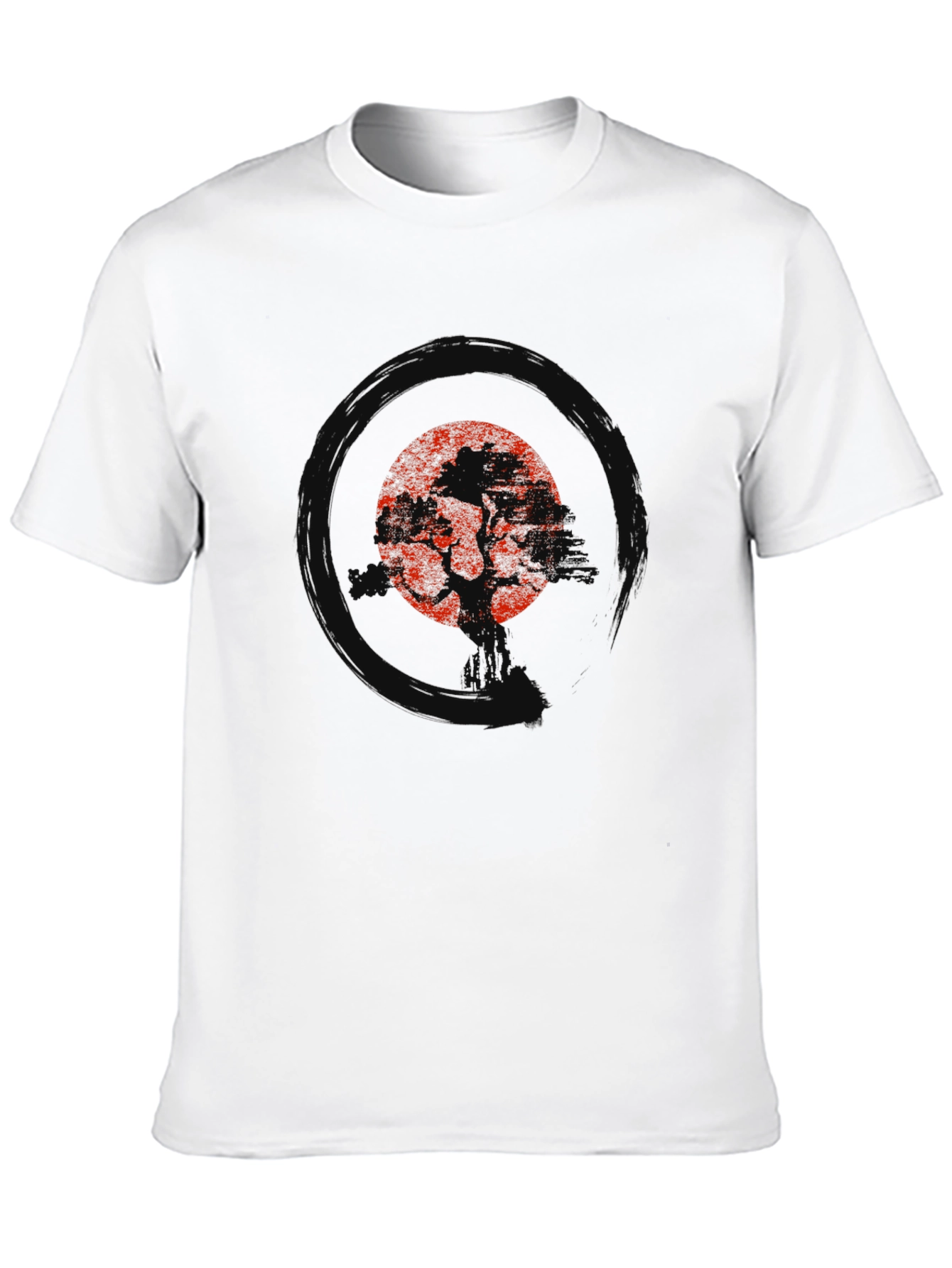 Red Tree Black Tee - Nature Inspired Graphic