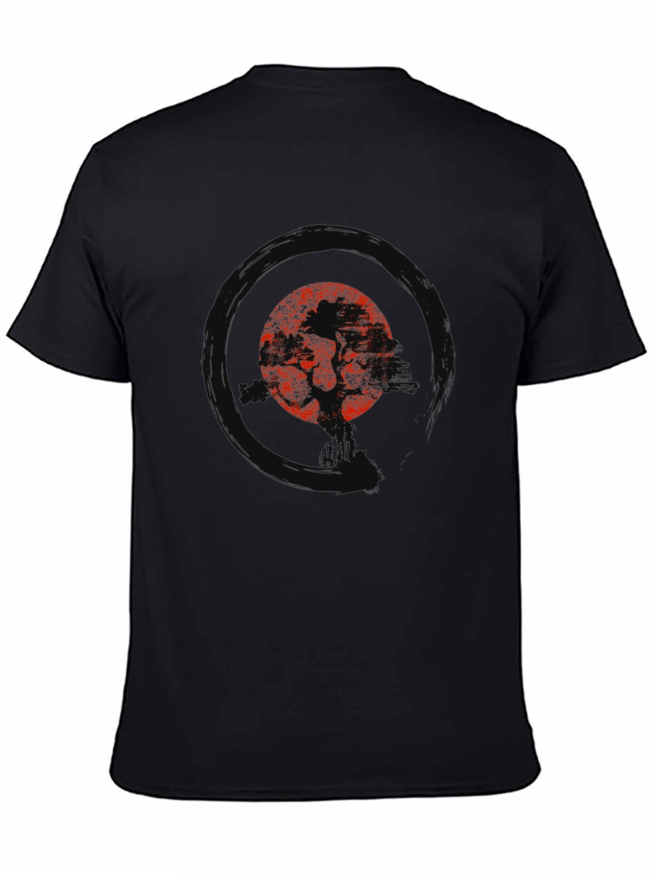 Red Tree Black Tee - Nature Inspired Graphic