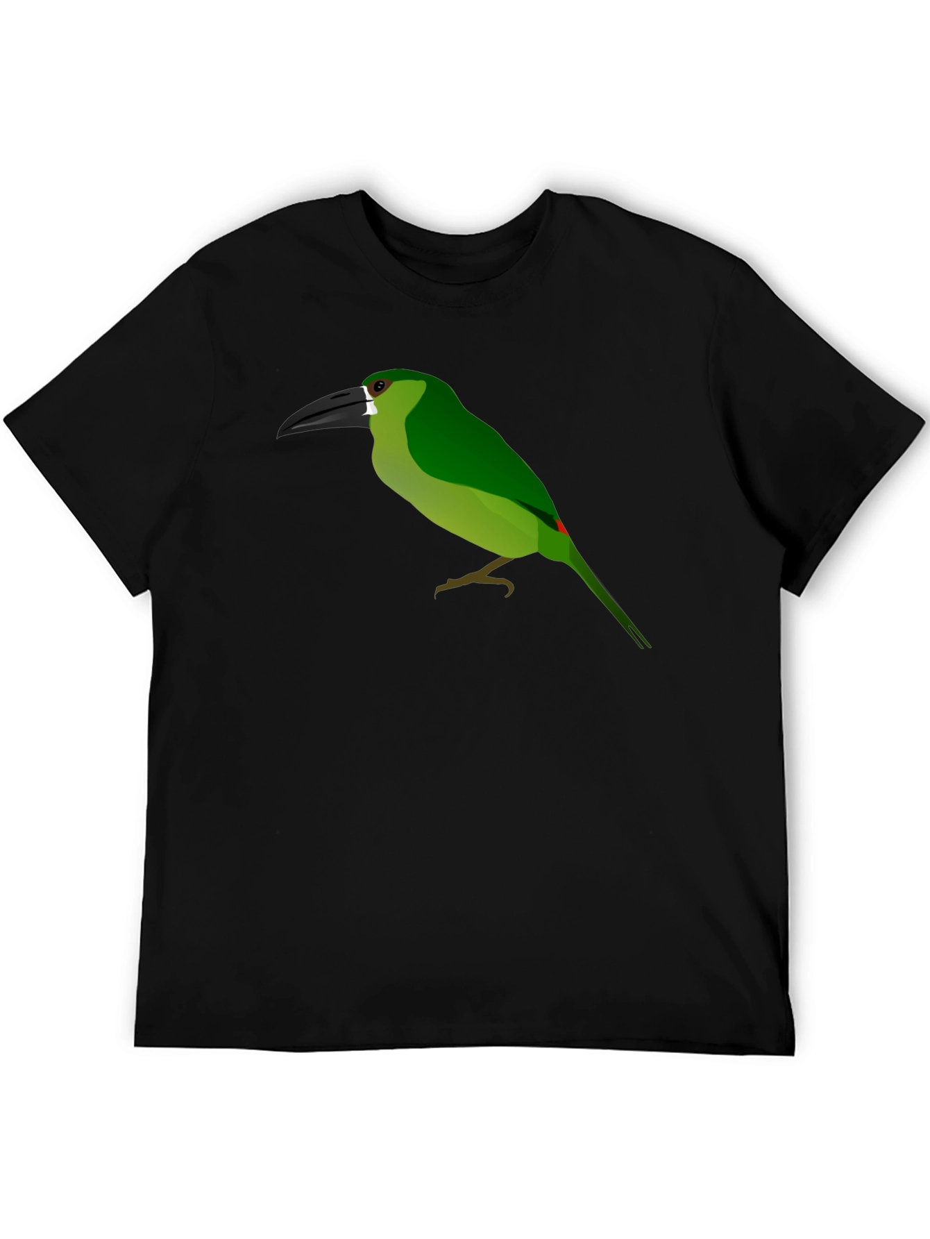 Green Bird Graphic Black Tee