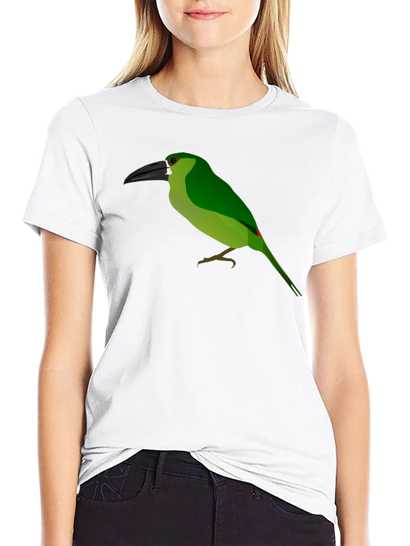 Green Bird Graphic Black Tee
