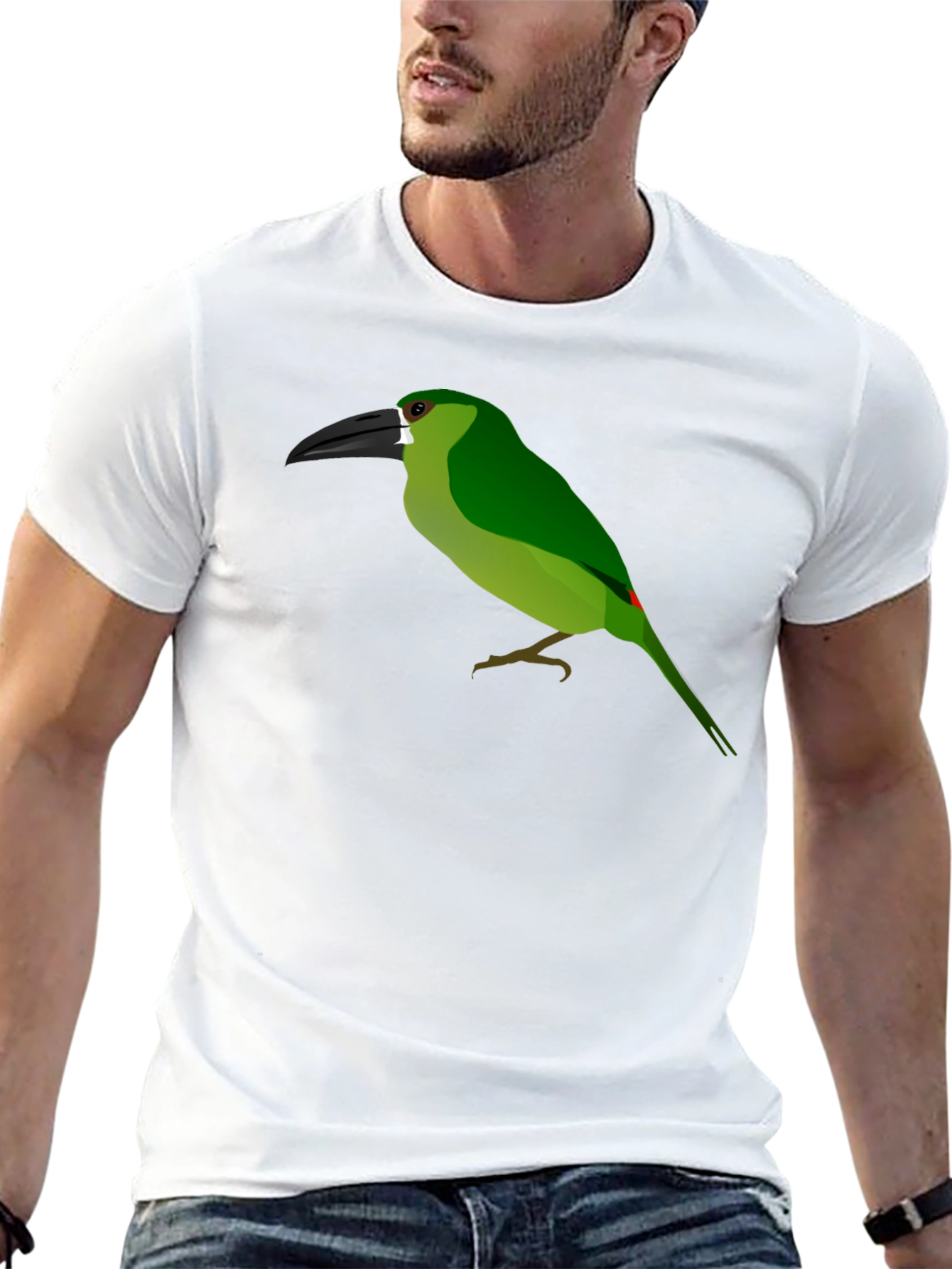 Green Bird Graphic Black Tee