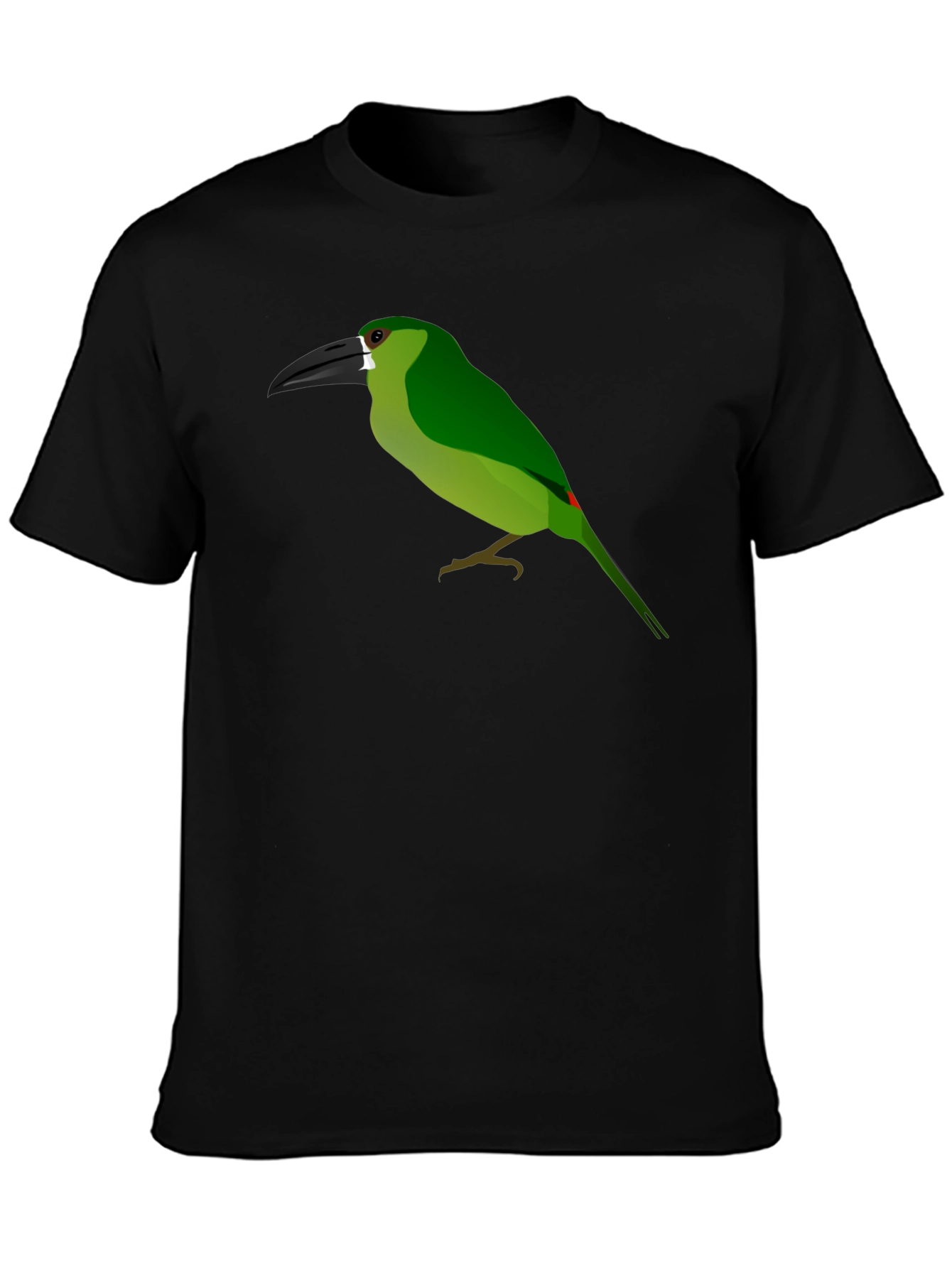 Green Bird Graphic Black Tee