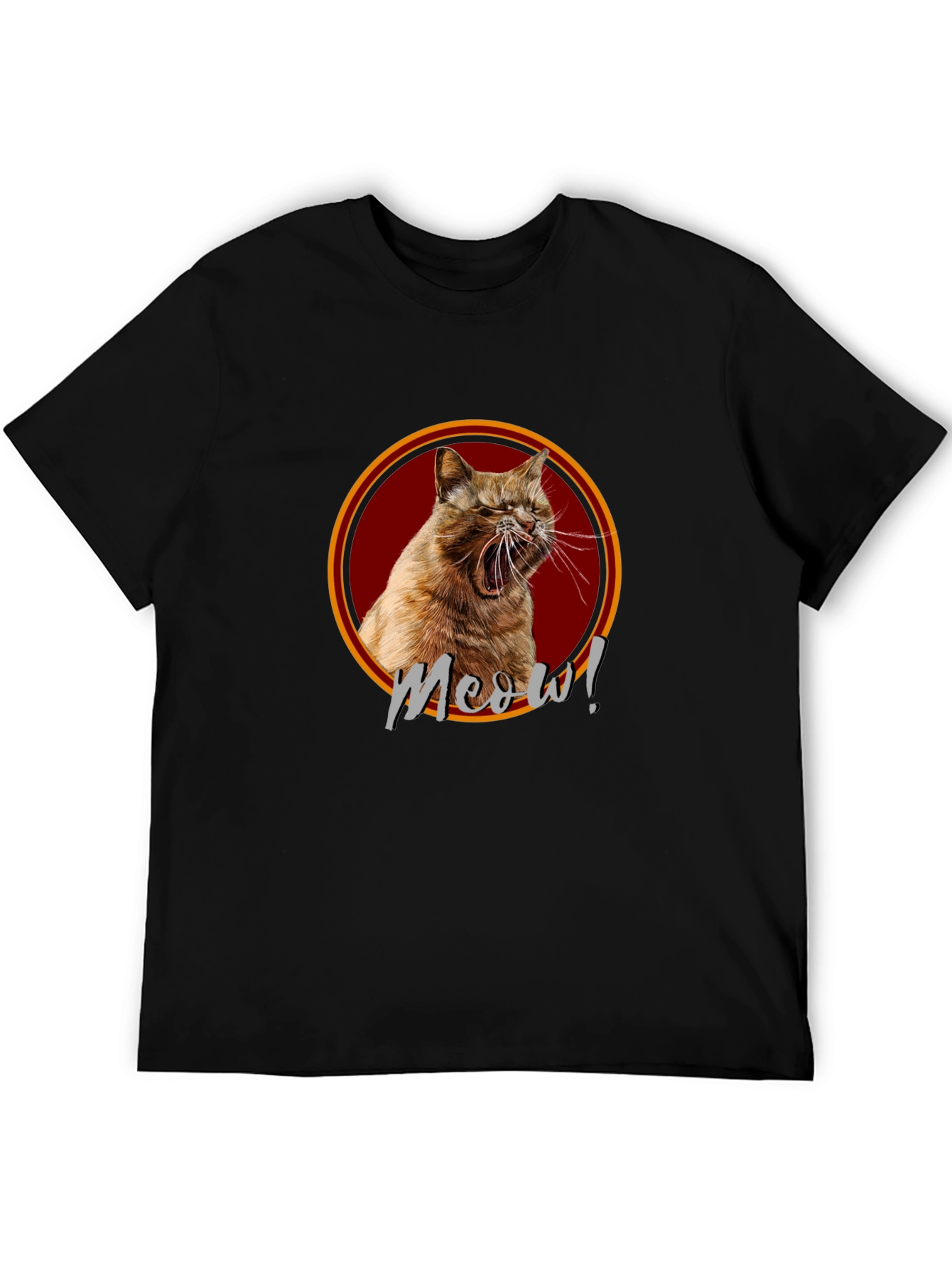 Meow! Cat Graphic Print Black T-Shirt