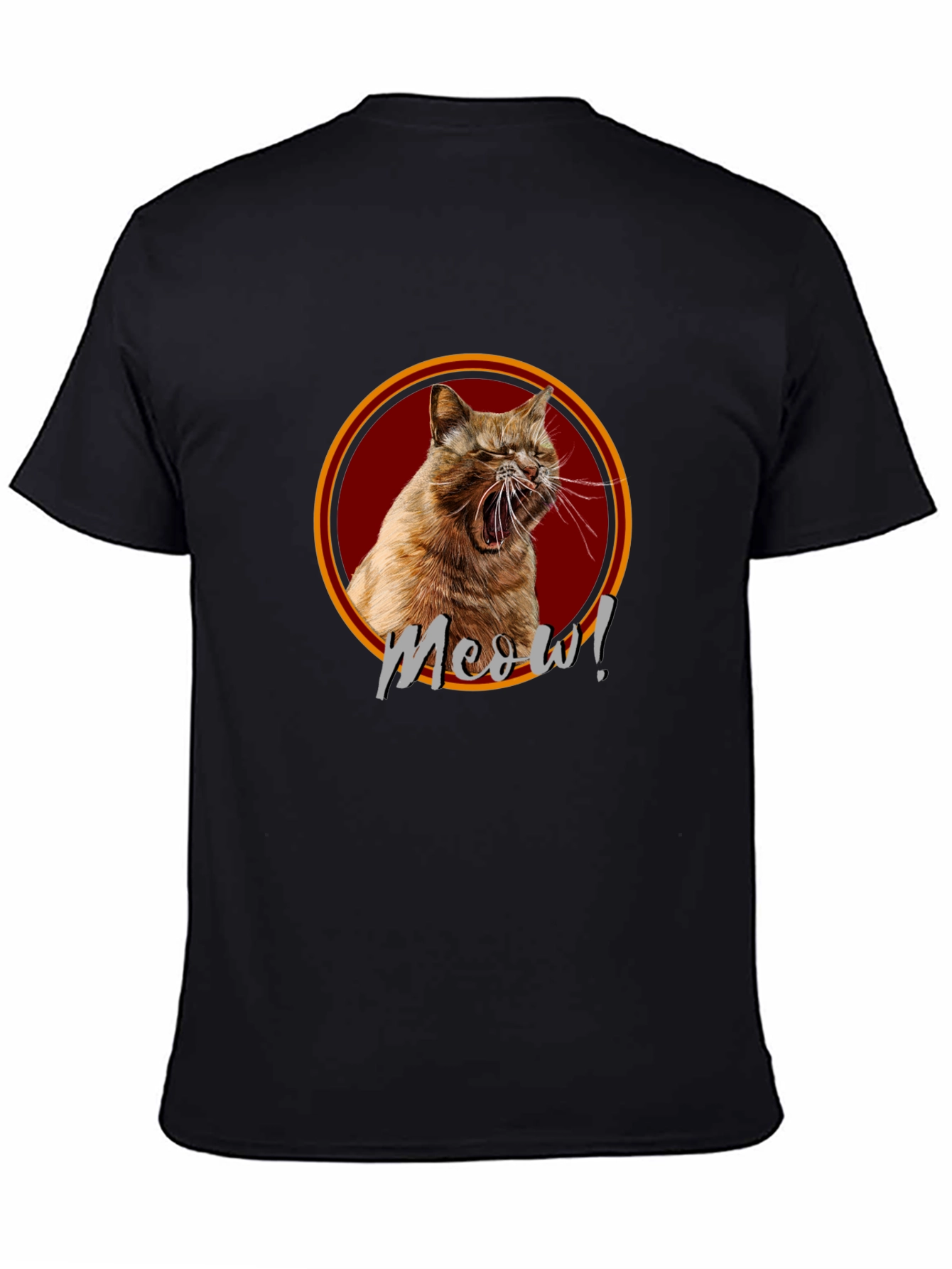 Meow! Cat Graphic Print Black T-Shirt