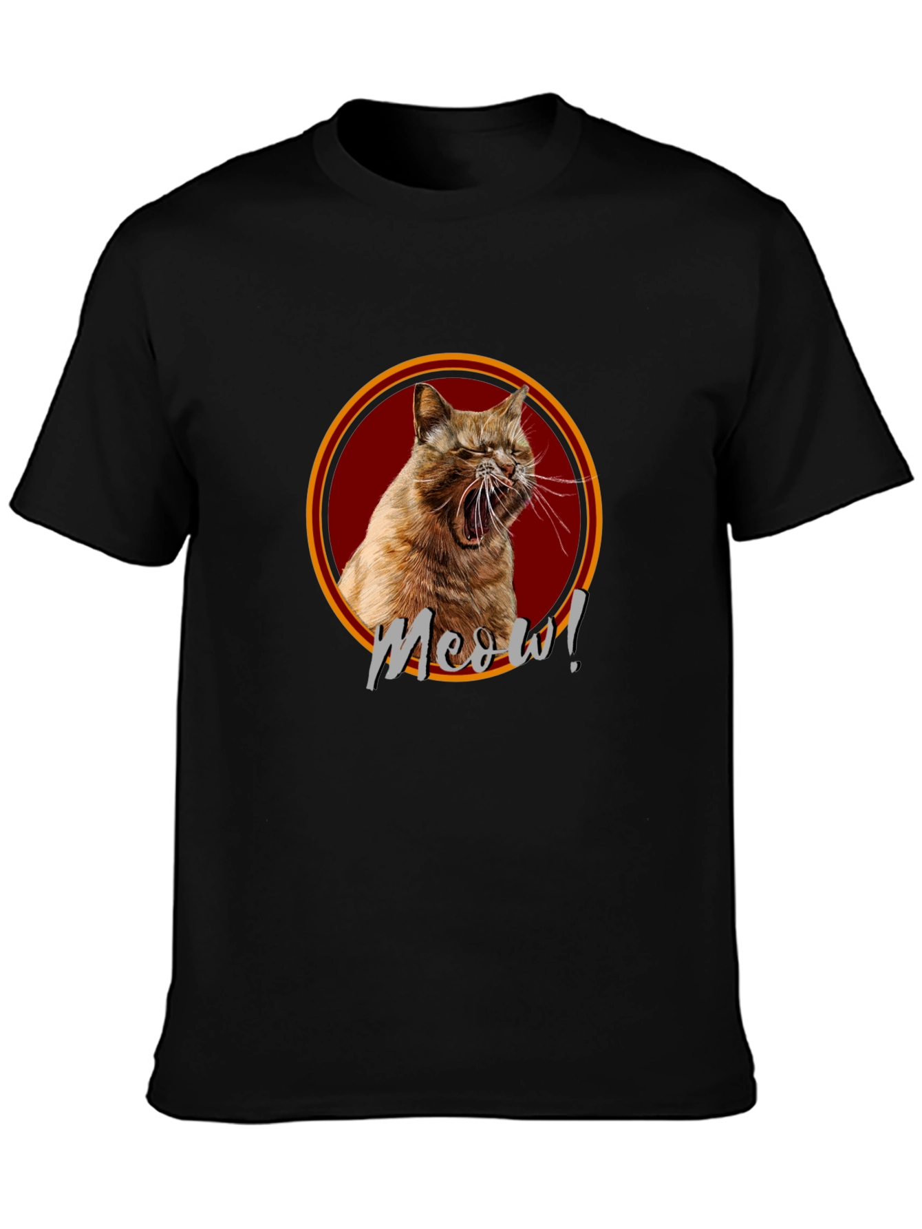 Meow! Cat Graphic Print Black T-Shirt