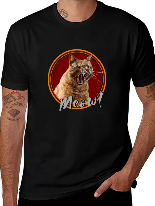 Meow! Cat Graphic Print Black T-Shirt