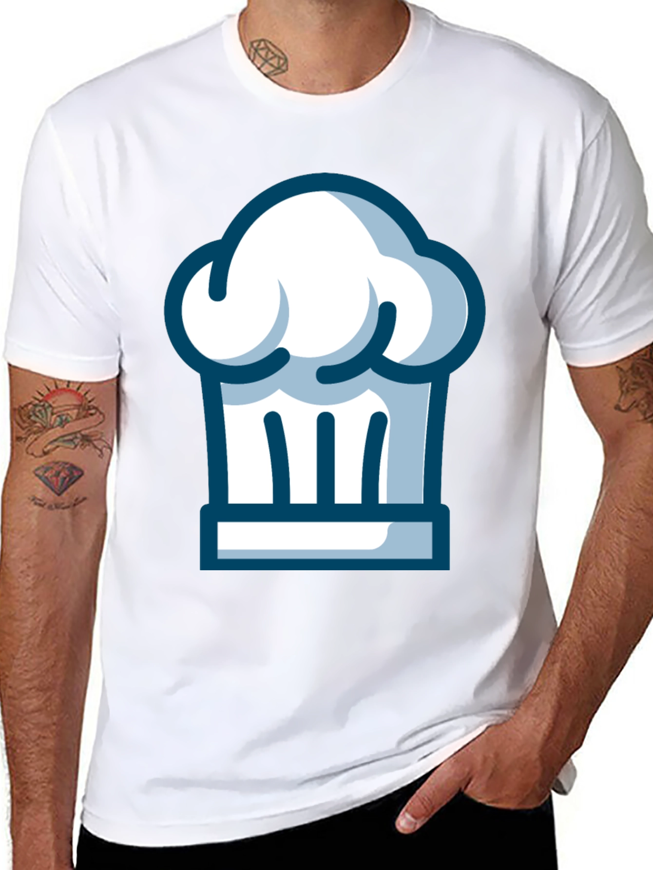 Chef Hat Graphic Tee - Black Cotton T-Shirt